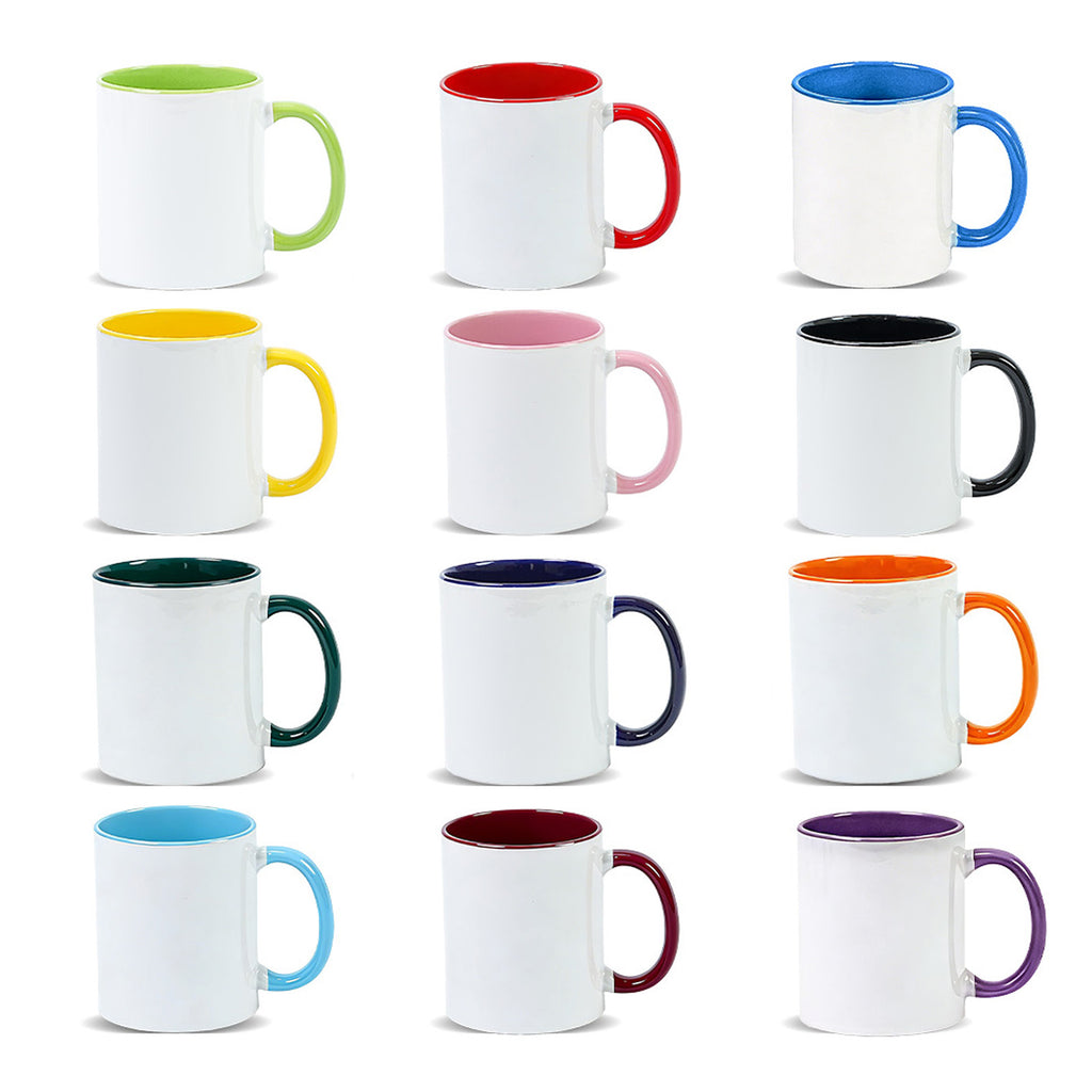 11oz Two-Tone Sublimation Mug Blanks with Colored Handle & Inner (Individual Box)
