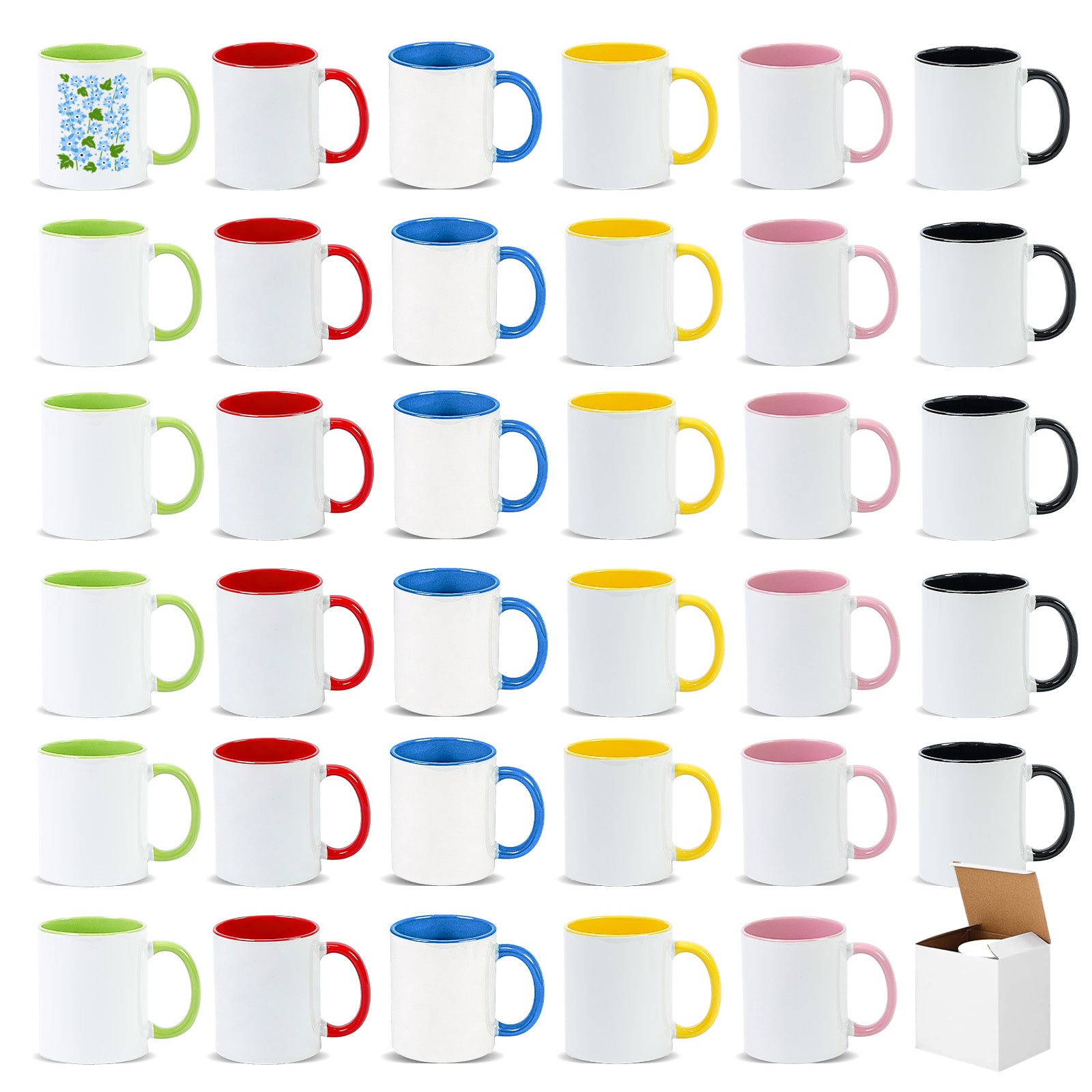 11oz Two-Tone Sublimation Mug Blanks with Colored Handle & Inner (Individual Box)