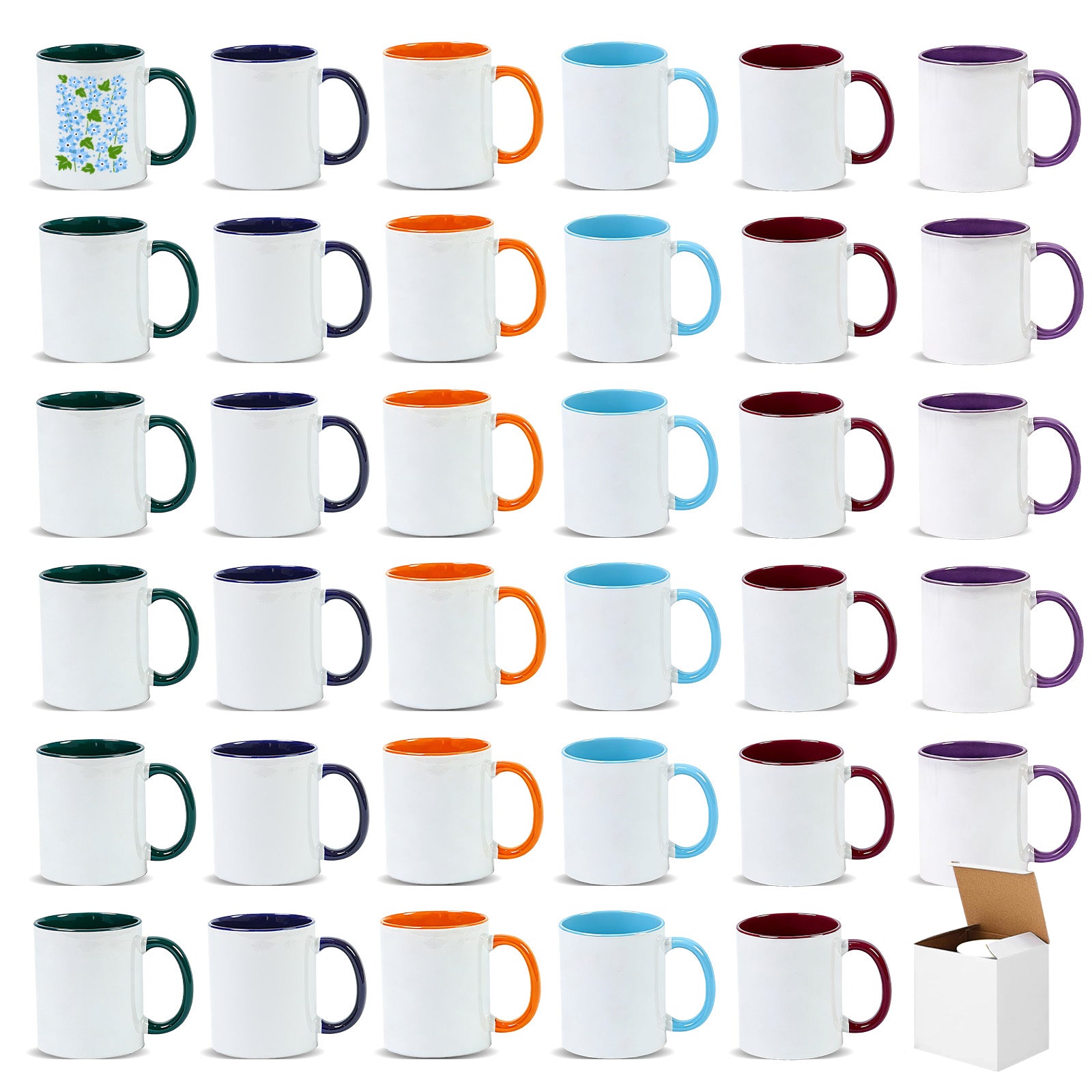 11oz Two-Tone Sublimation Mug Blanks with Colored Handle & Inner (Individual Box)