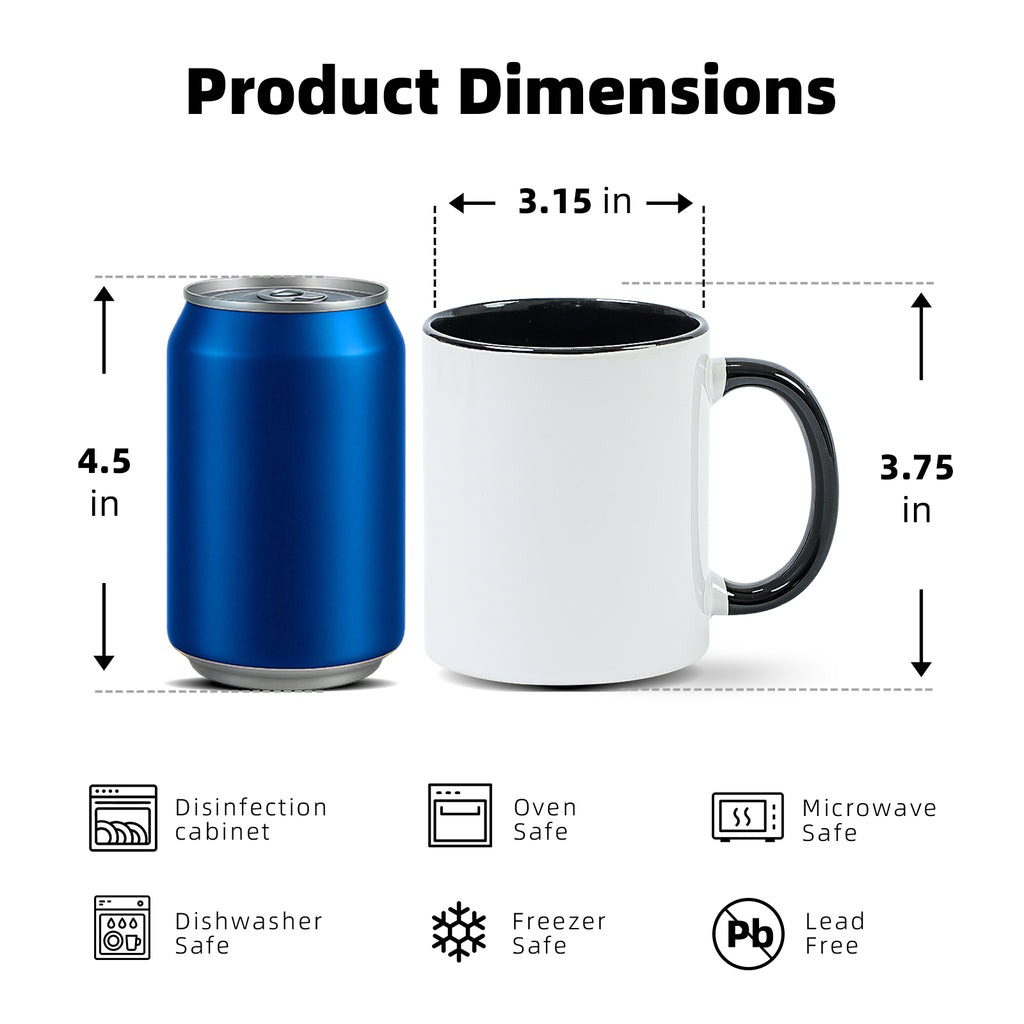 11oz Two-Tone Sublimation Mug Blanks with Colored Handle & Inner (Individual Box)