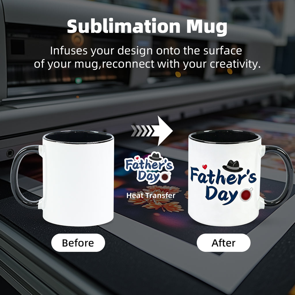 11oz Two-Tone Sublimation Mug Blanks with Colored Handle & Inner (Individual Box)