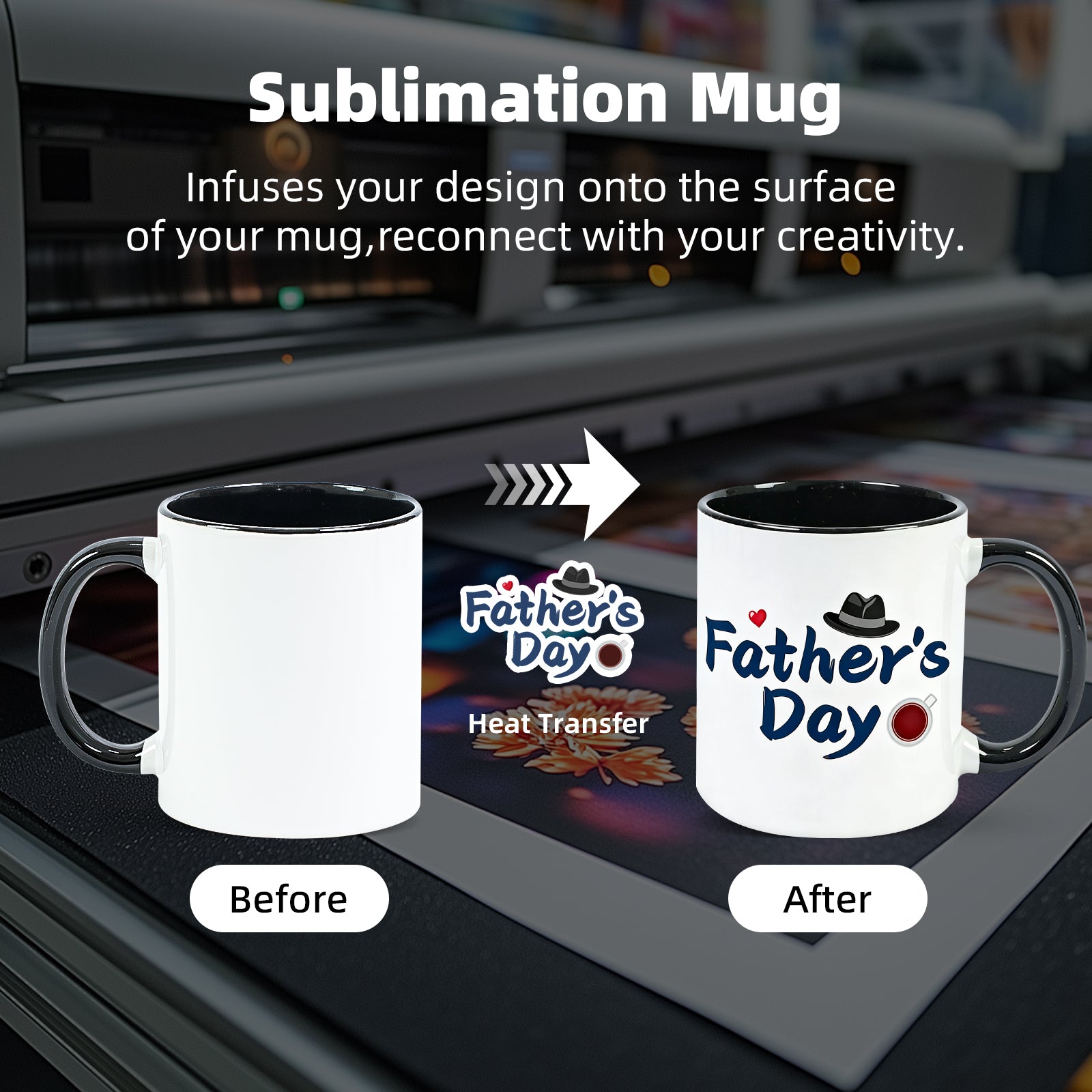 11oz Two-Tone Sublimation Mug Blanks with Colored Handle & Inner (Individual Box)