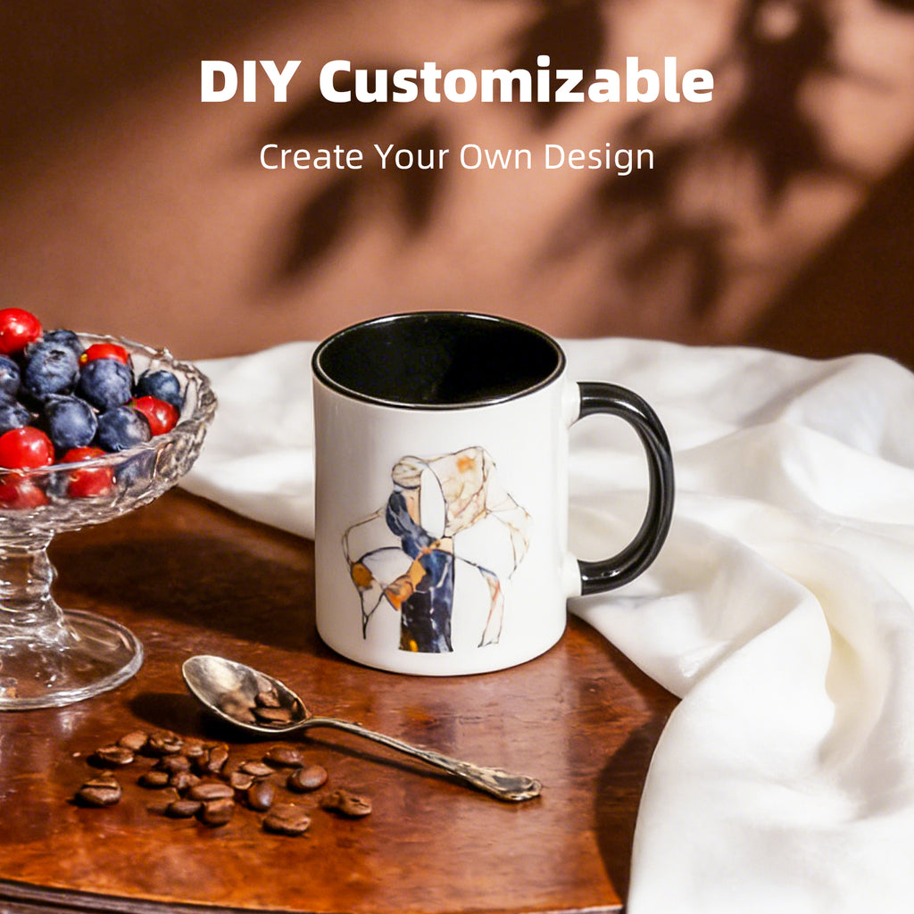 11oz Two-Tone Sublimation Mug Blanks with Colored Handle & Inner (Individual Box)