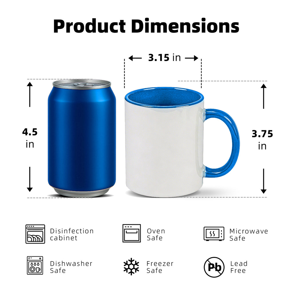 11oz Two-Tone Sublimation Mug Blanks with Colored Handle & Inner (Individual Box)