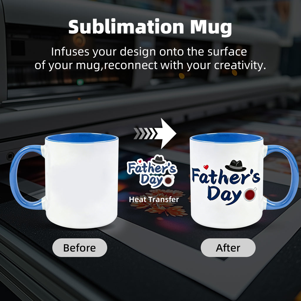 11oz Two-Tone Sublimation Mug Blanks with Colored Handle & Inner (Individual Box)