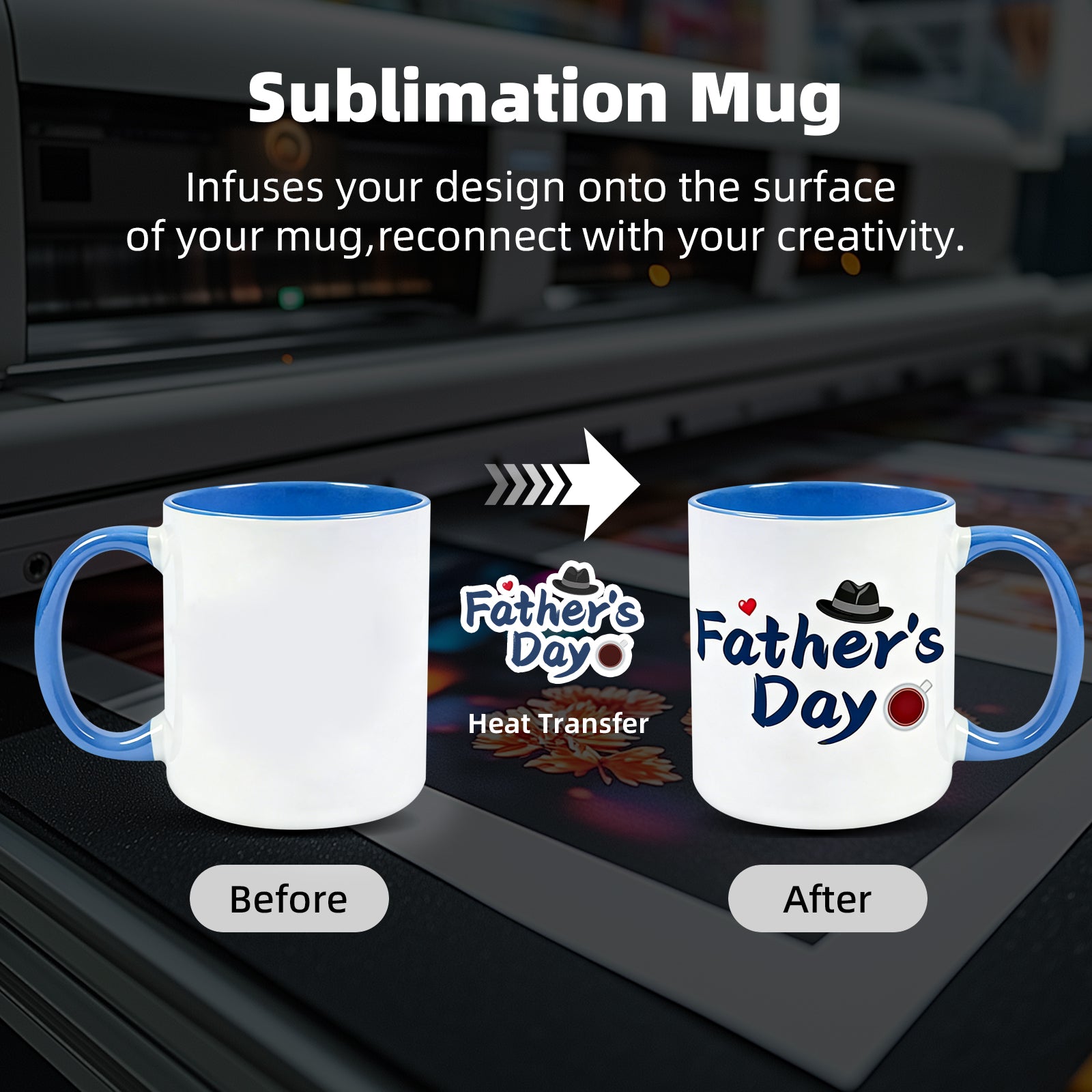 11oz Two-Tone Sublimation Mug Blanks with Colored Handle & Inner (Individual Box)