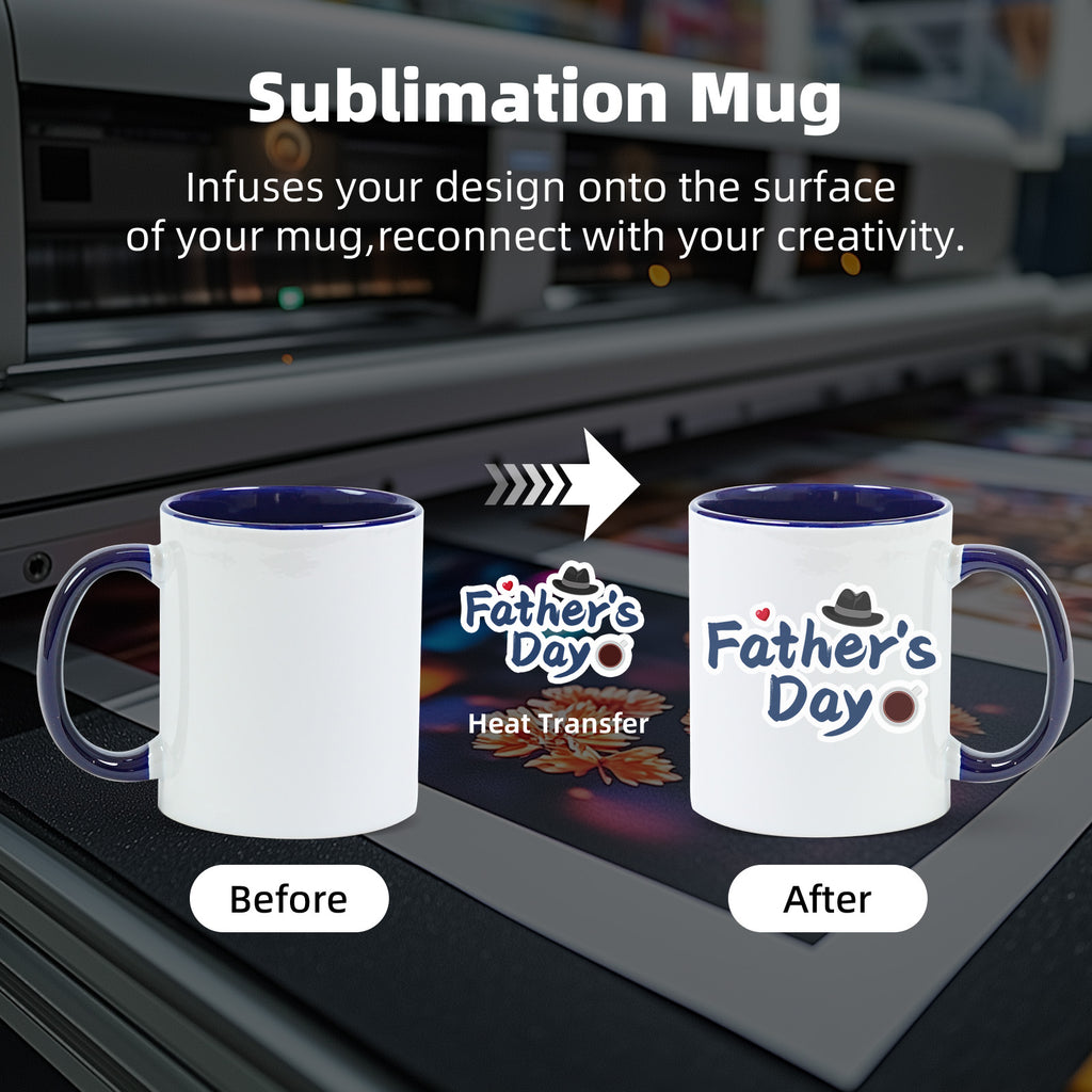 11oz Two-Tone Sublimation Mug Blanks with Colored Handle & Inner (Individual Box)