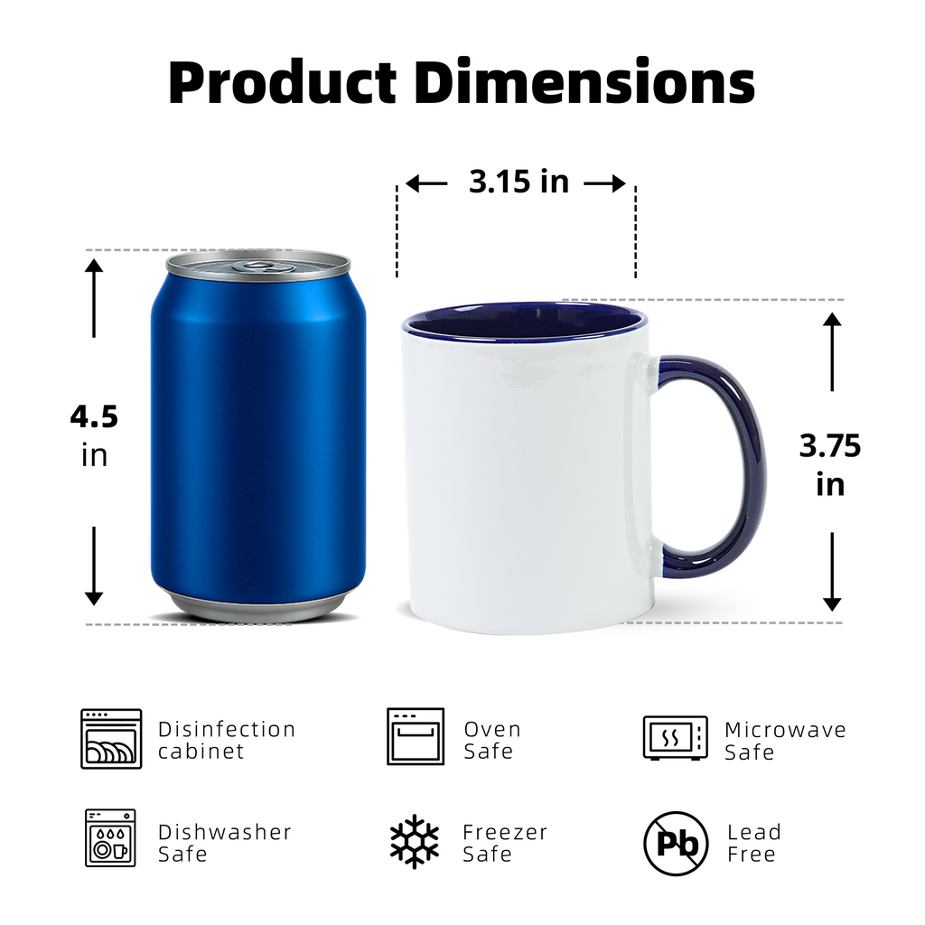 11oz Two-Tone Sublimation Mug Blanks with Colored Handle & Inner (Individual Box)