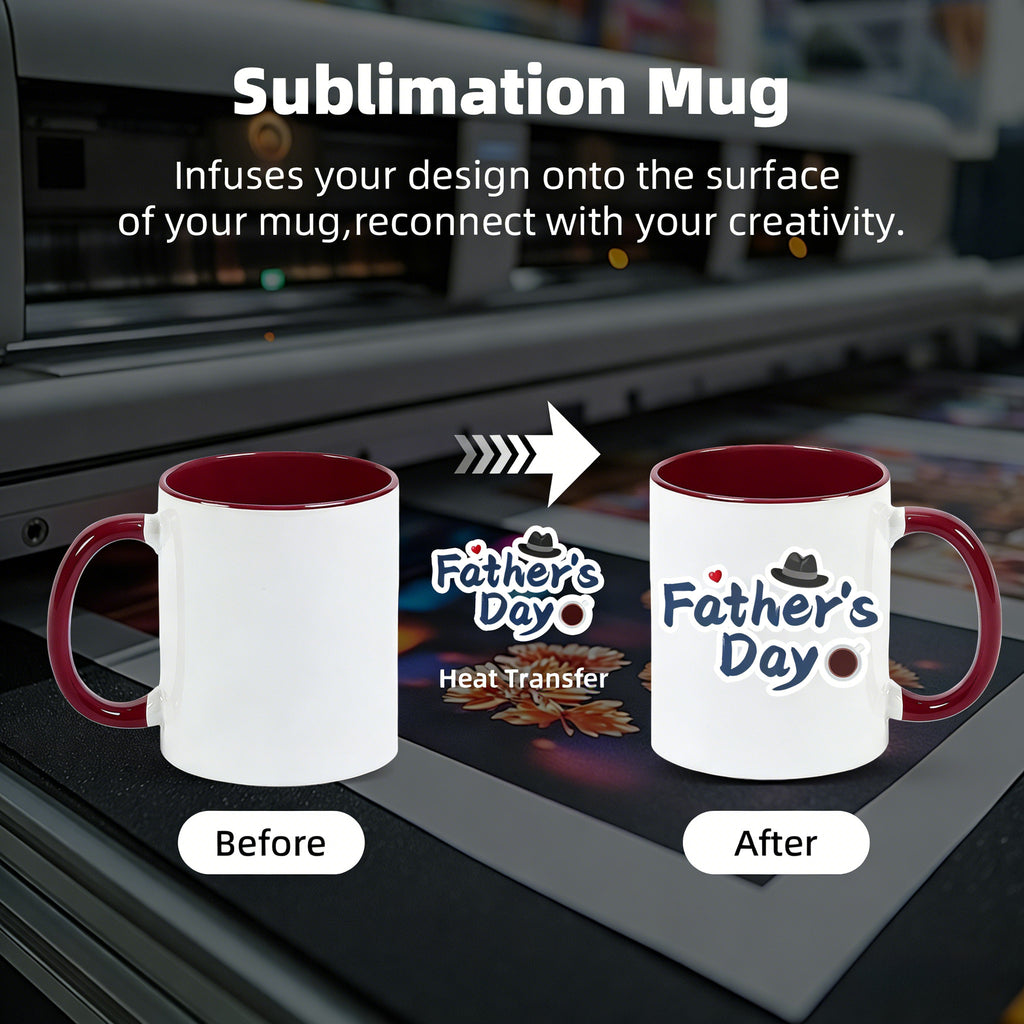 11oz Two-Tone Sublimation Mug Blanks with Colored Handle & Inner (Individual Box)
