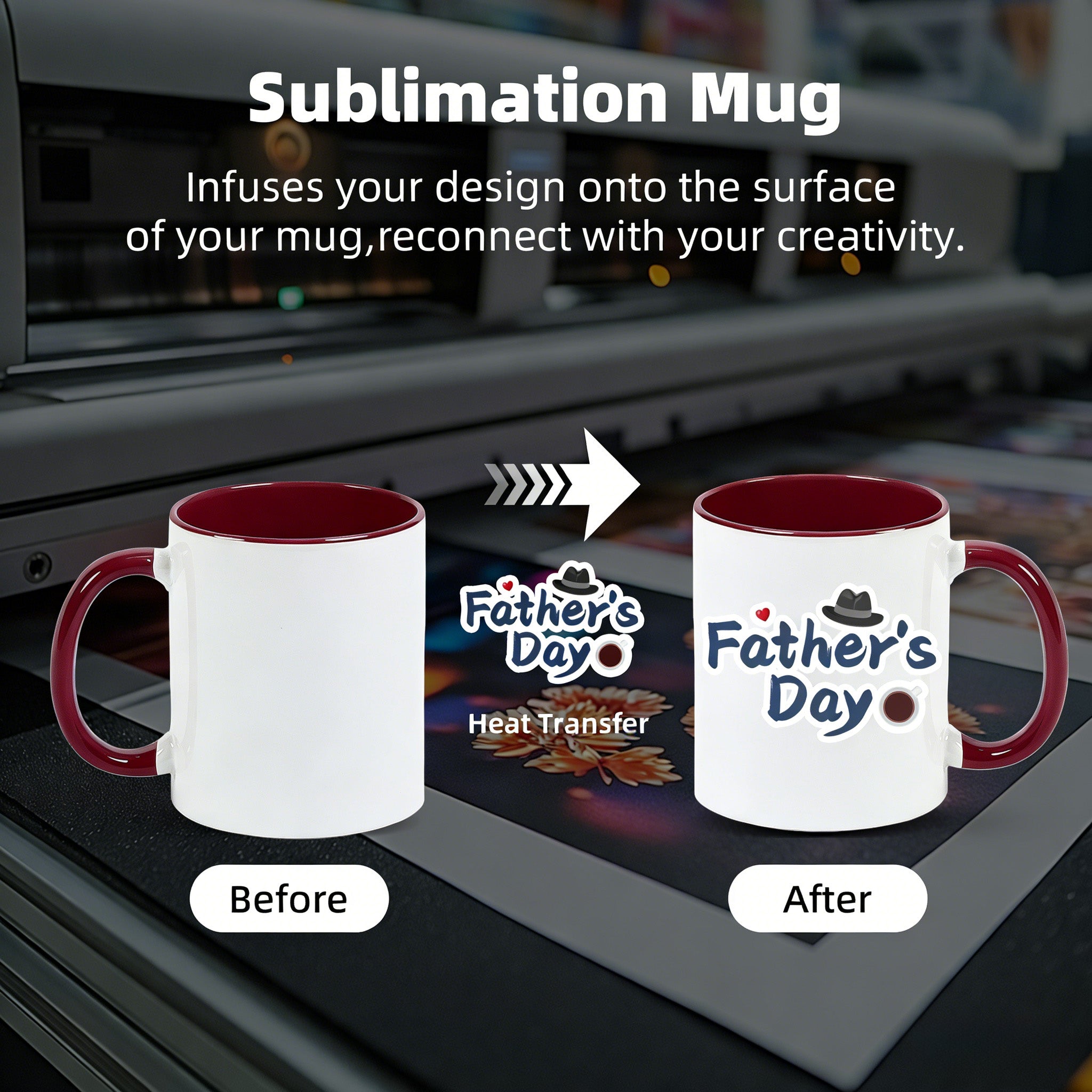 11oz Two-Tone Sublimation Mug Blanks with Colored Handle & Inner (Individual Box)