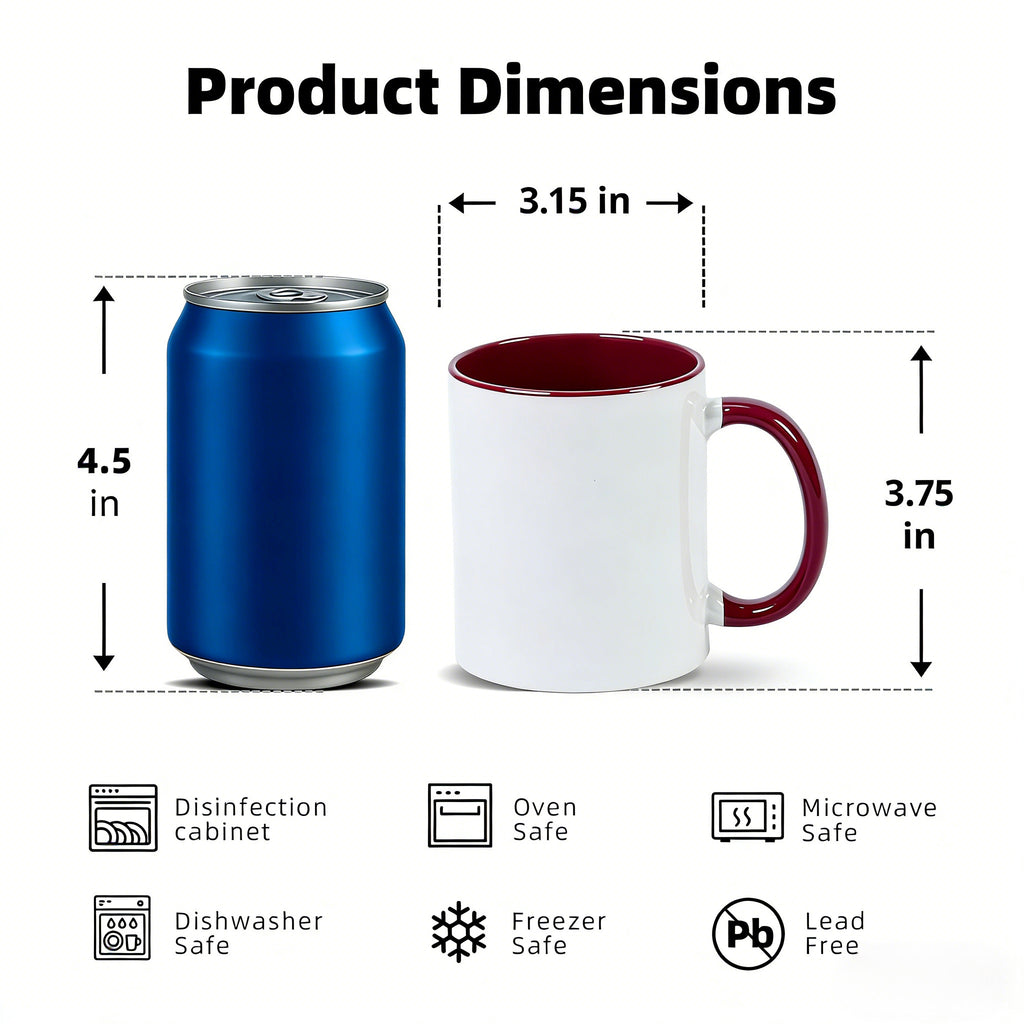 11oz Two-Tone Sublimation Mug Blanks with Colored Handle & Inner (Individual Box)
