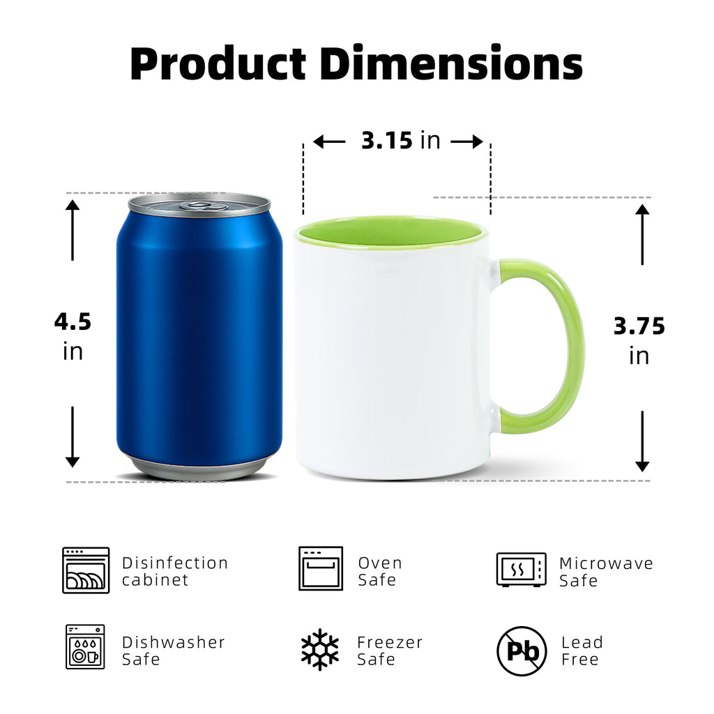 11oz Two-Tone Sublimation Mug Blanks with Colored Handle & Inner (Individual Box)
