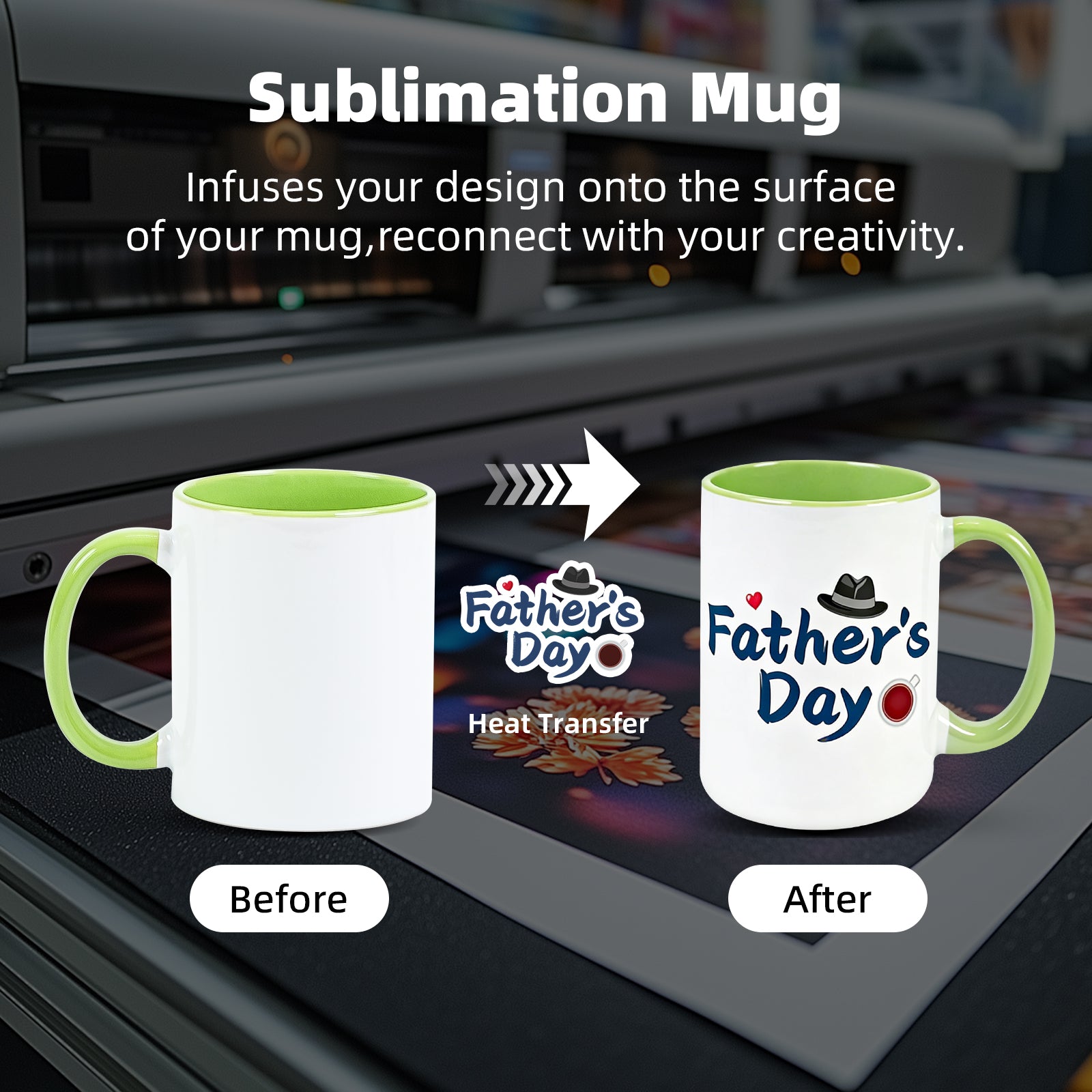 11oz Two-Tone Sublimation Mug Blanks with Colored Handle & Inner (Individual Box)