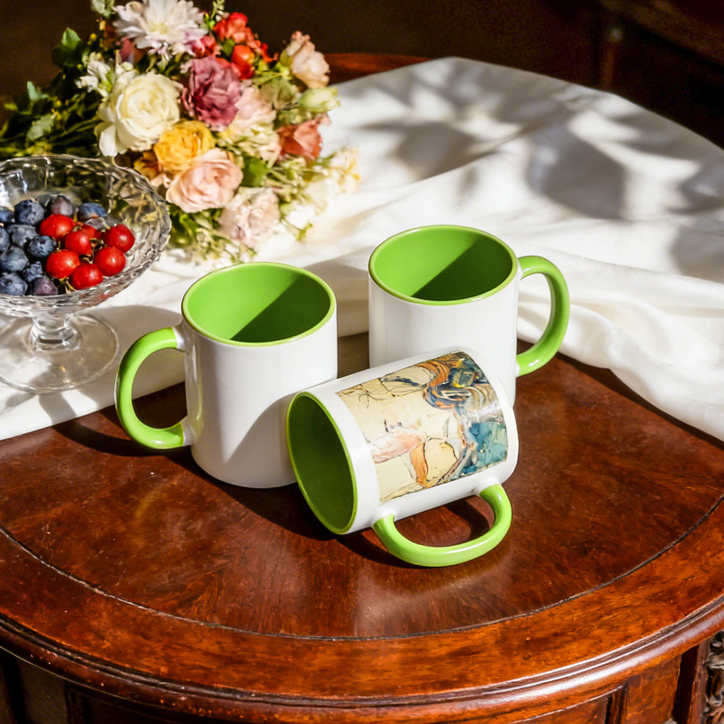 11oz Two-Tone Sublimation Mug Blanks with Colored Handle & Inner (Individual Box)