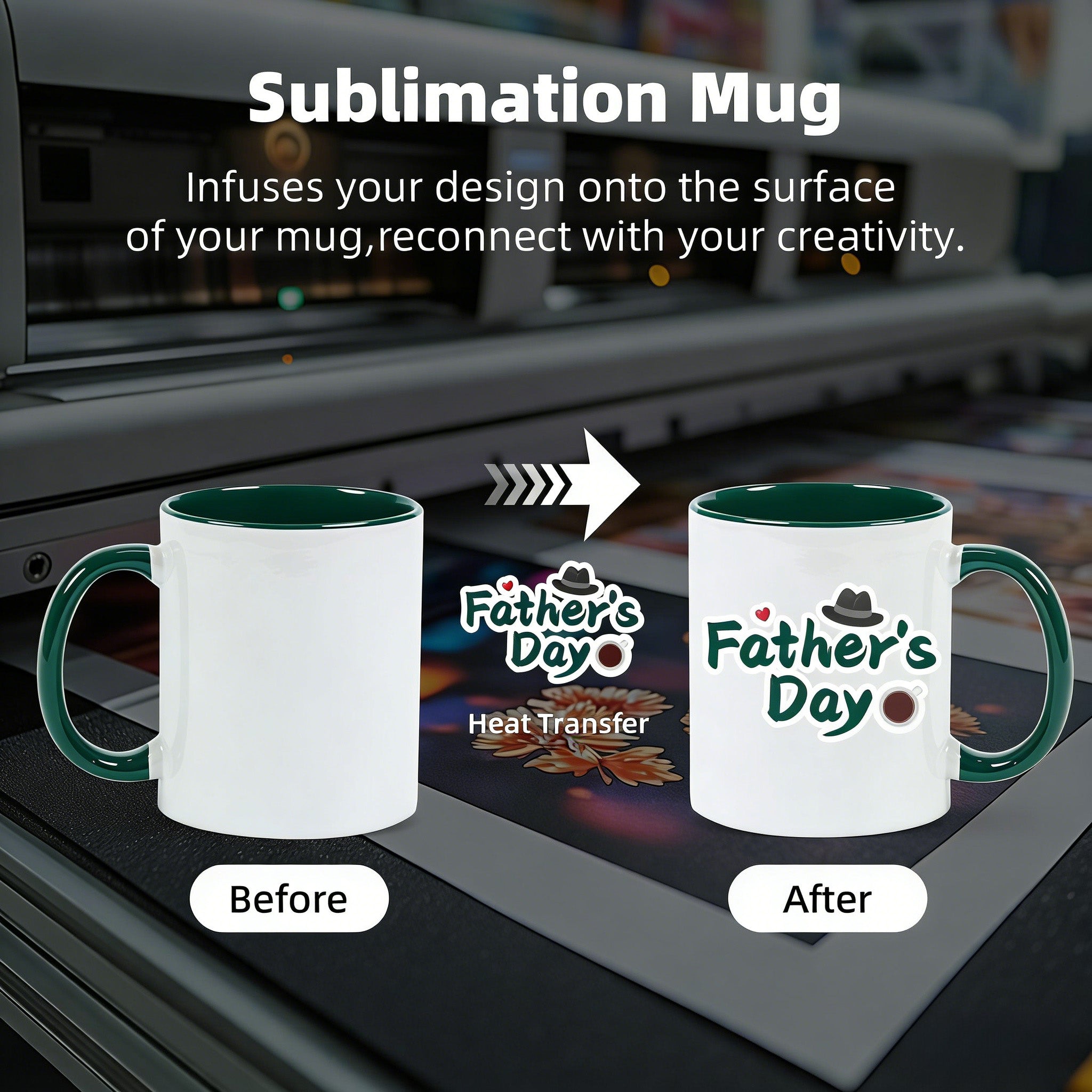 11oz Two-Tone Sublimation Mug Blanks with Colored Handle & Inner (Individual Box)