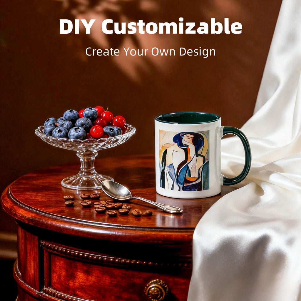 11oz Two-Tone Sublimation Mug Blanks with Colored Handle & Inner (Individual Box)