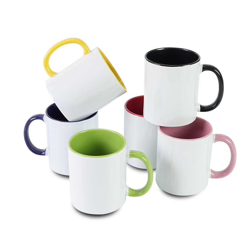 11oz Two-Tone Sublimation Mug Blanks with Colored Handle & Inner (Individual Box)