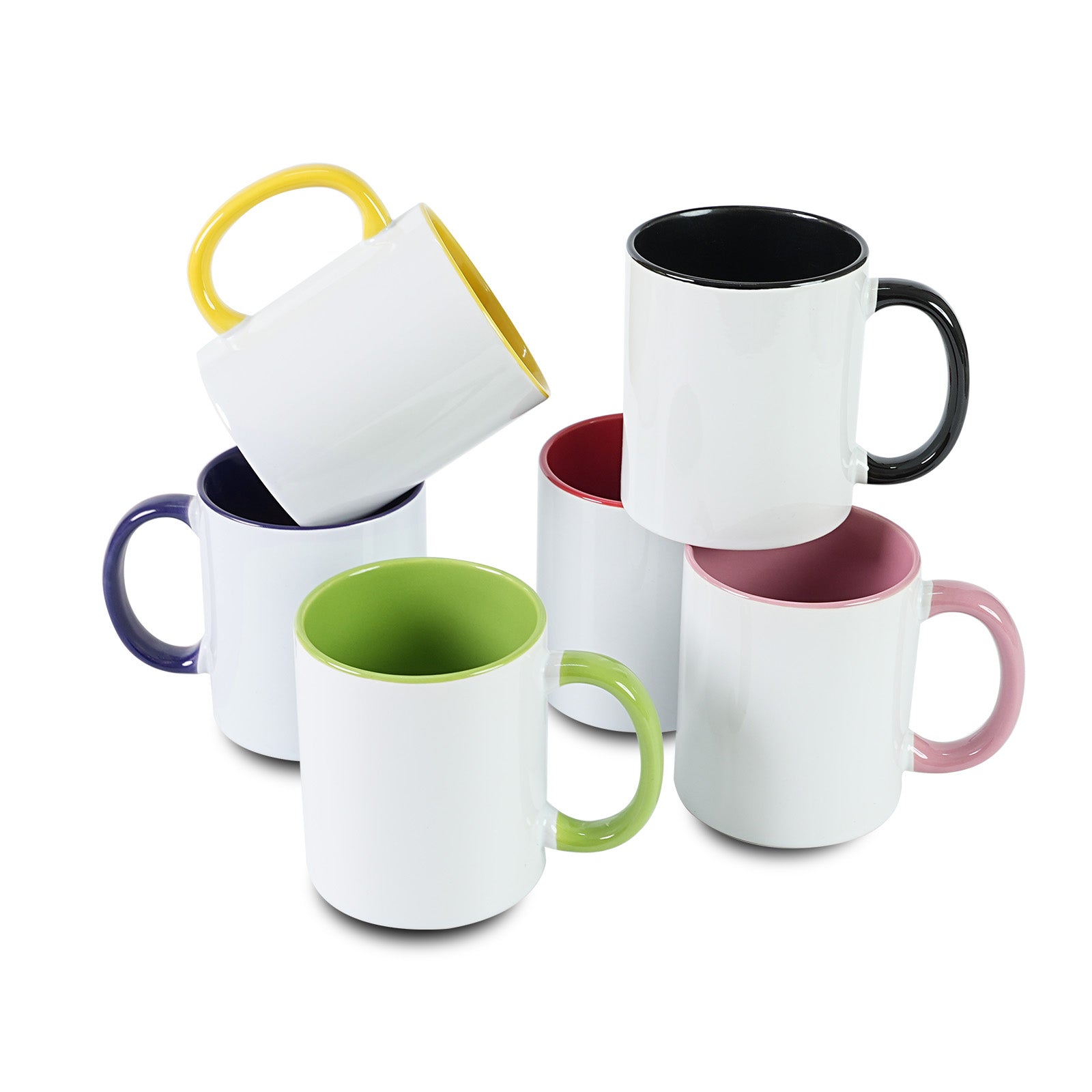 11oz Two-Tone Sublimation Mug Blanks with Colored Handle & Inner (Individual Box)