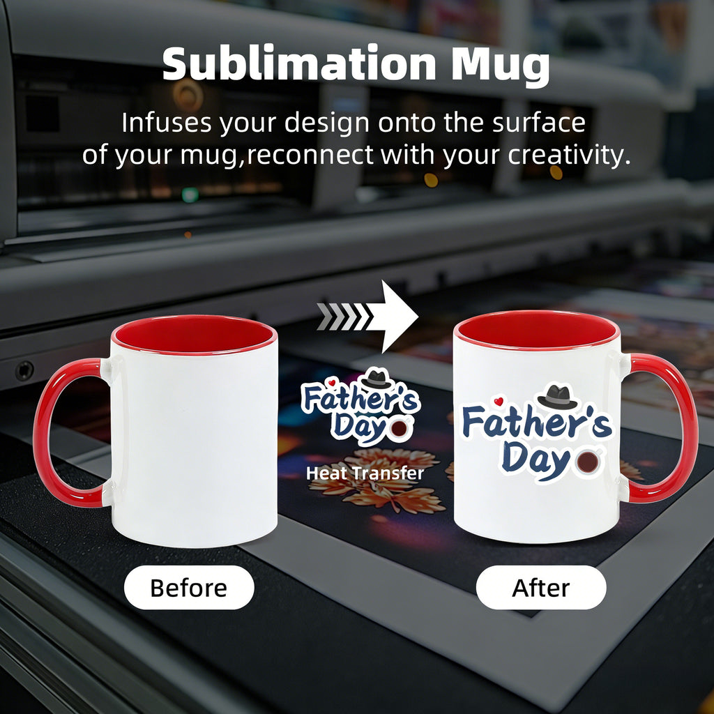 11oz Two-Tone Sublimation Mug Blanks with Colored Handle & Inner (Individual Box)