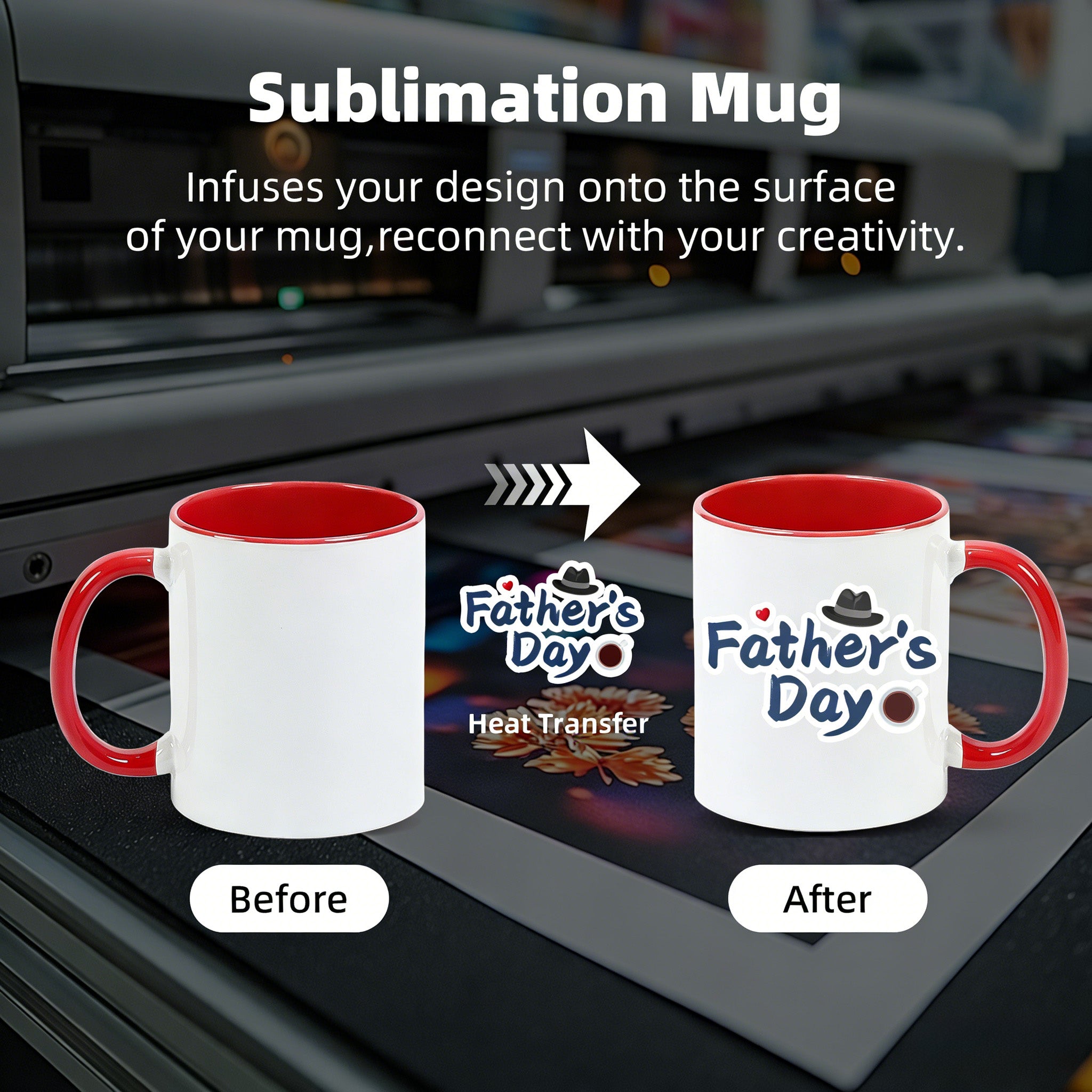 11oz Two-Tone Sublimation Mug Blanks with Colored Handle & Inner (Individual Box)