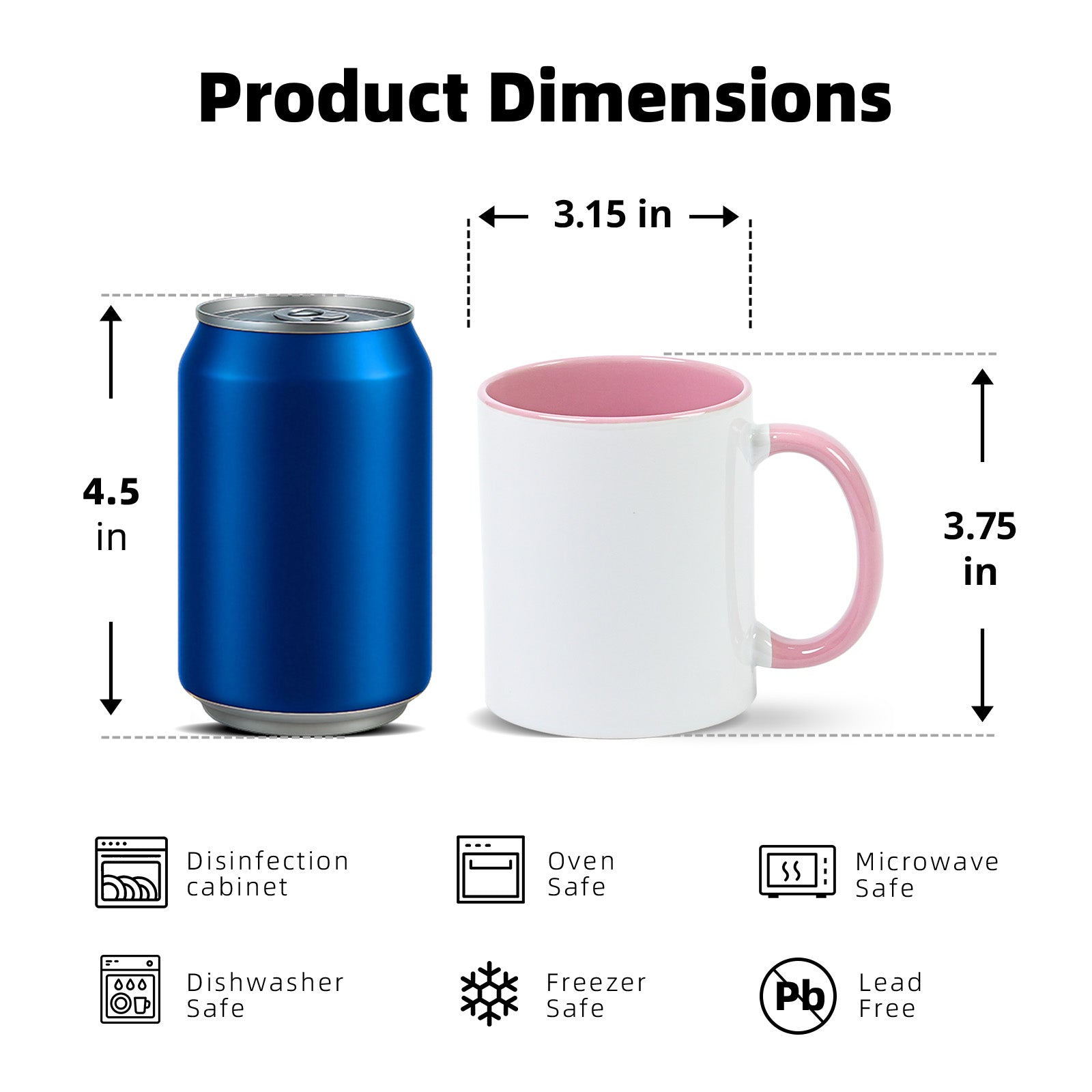 11oz Two-Tone Sublimation Mug Blanks with Colored Handle & Inner (Individual Box)