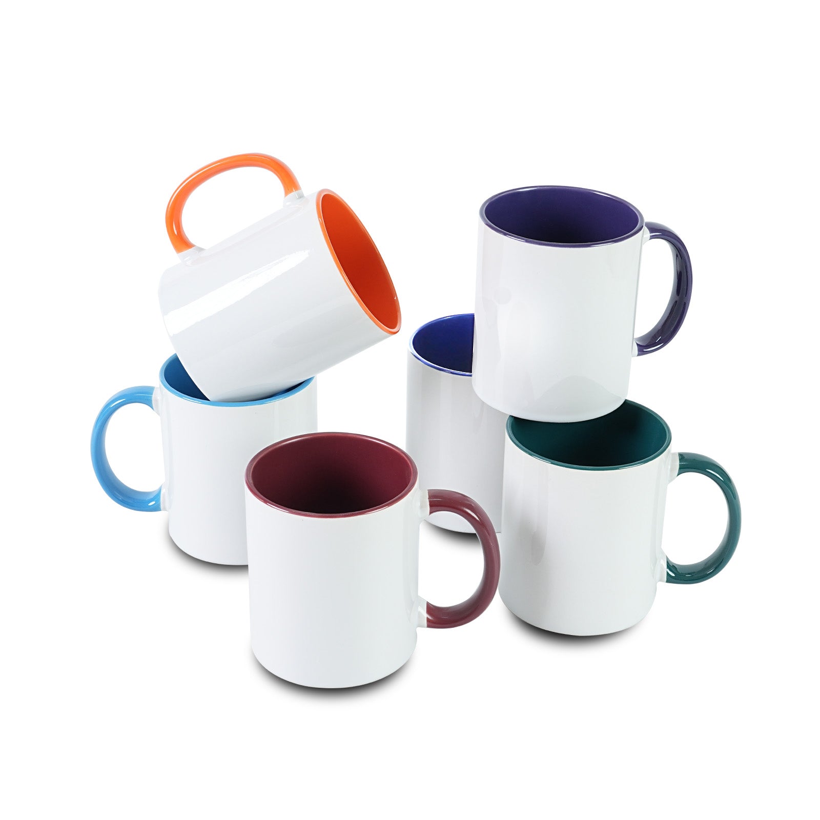 11oz Two-Tone Sublimation Mug Blanks with Colored Handle & Inner (Individual Box)
