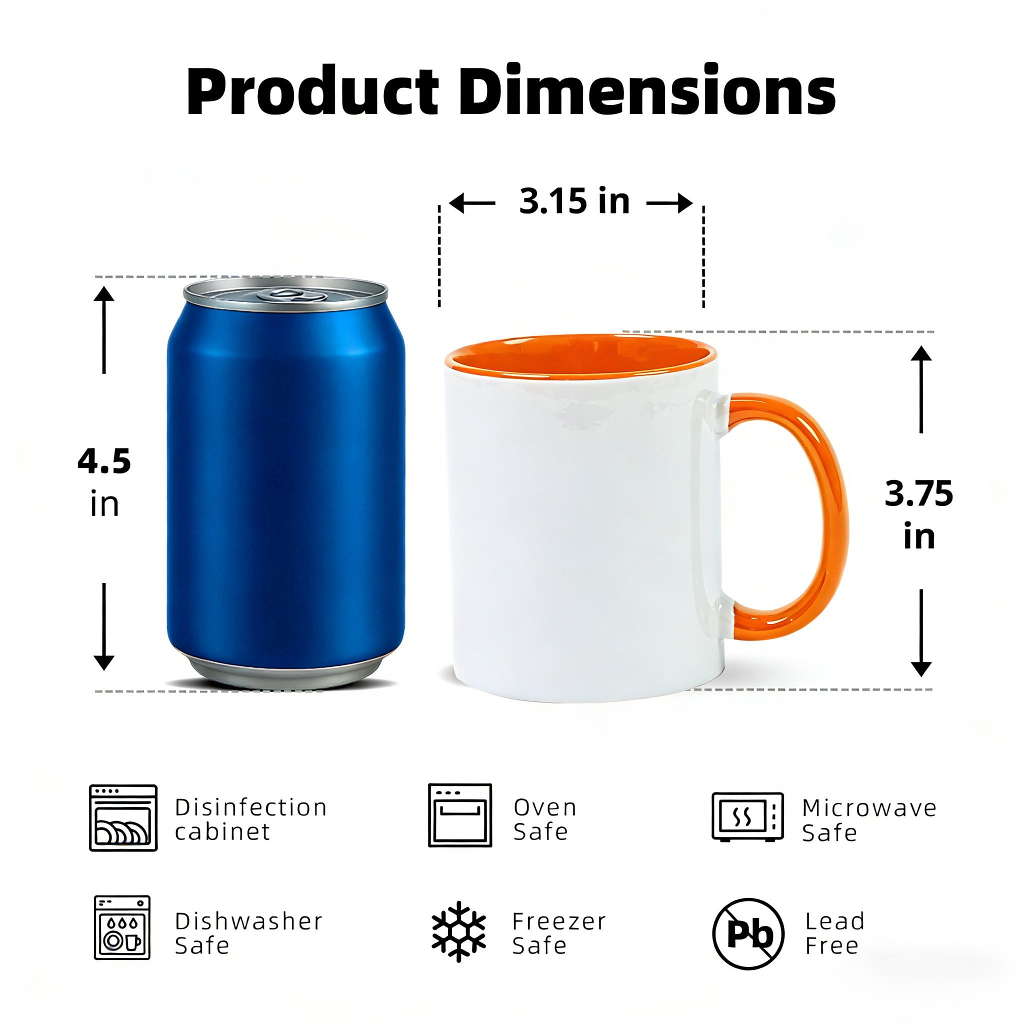 11oz Two-Tone Sublimation Mug Blanks with Colored Handle & Inner (Individual Box)