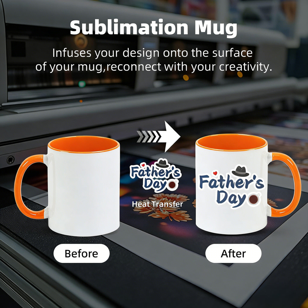 11oz Two-Tone Sublimation Mug Blanks with Colored Handle & Inner (Individual Box)