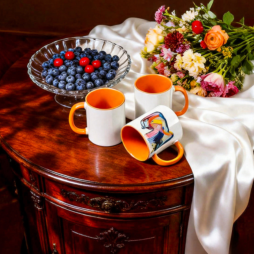 11oz Two-Tone Sublimation Mug Blanks with Colored Handle & Inner (Individual Box)