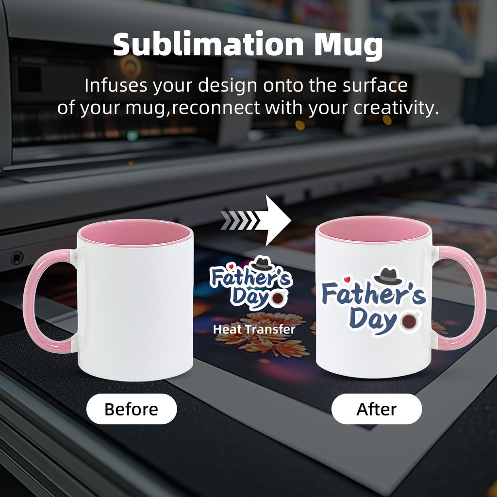 11oz Two-Tone Sublimation Mug Blanks with Colored Handle & Inner (Individual Box)