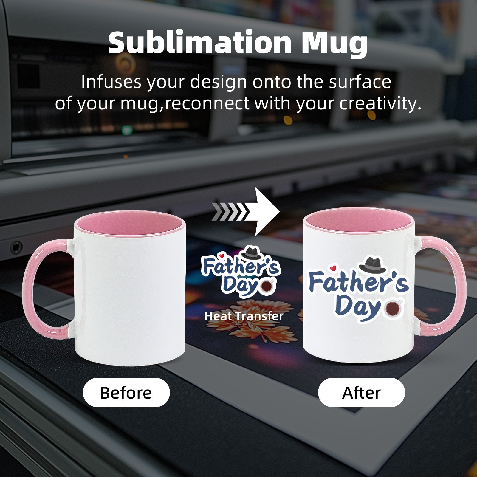 11oz Two-Tone Sublimation Mug Blanks with Colored Handle & Inner (Individual Box)