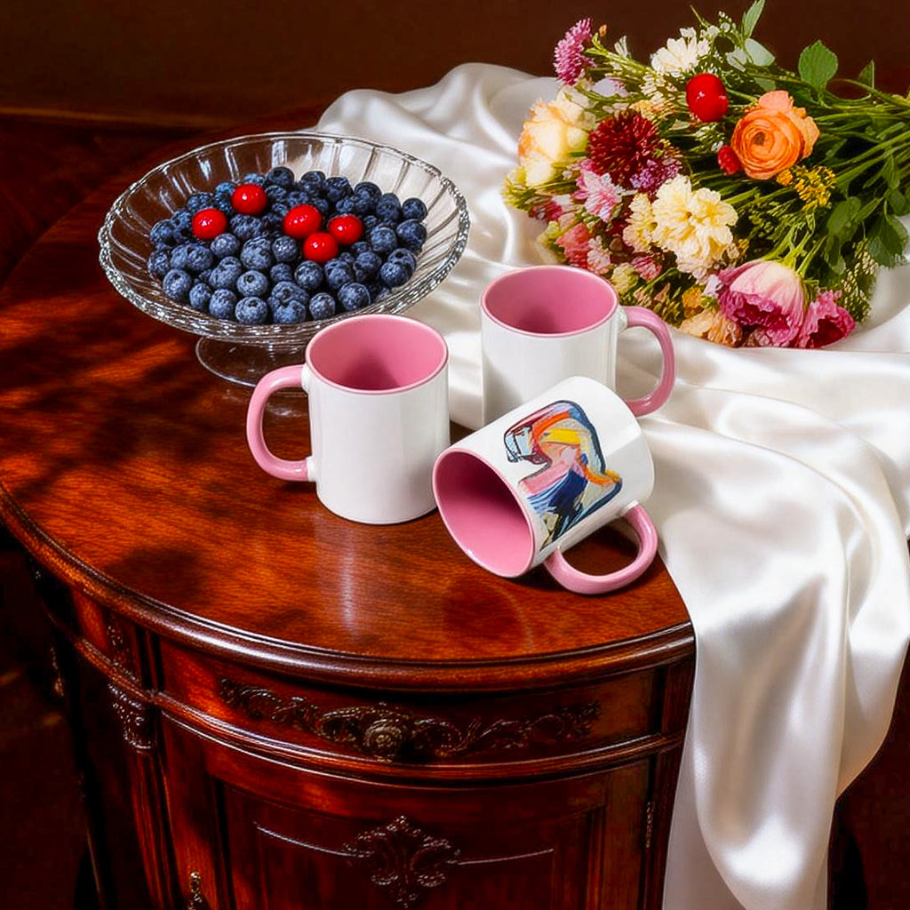 11oz Two-Tone Sublimation Mug Blanks with Colored Handle & Inner (Individual Box)