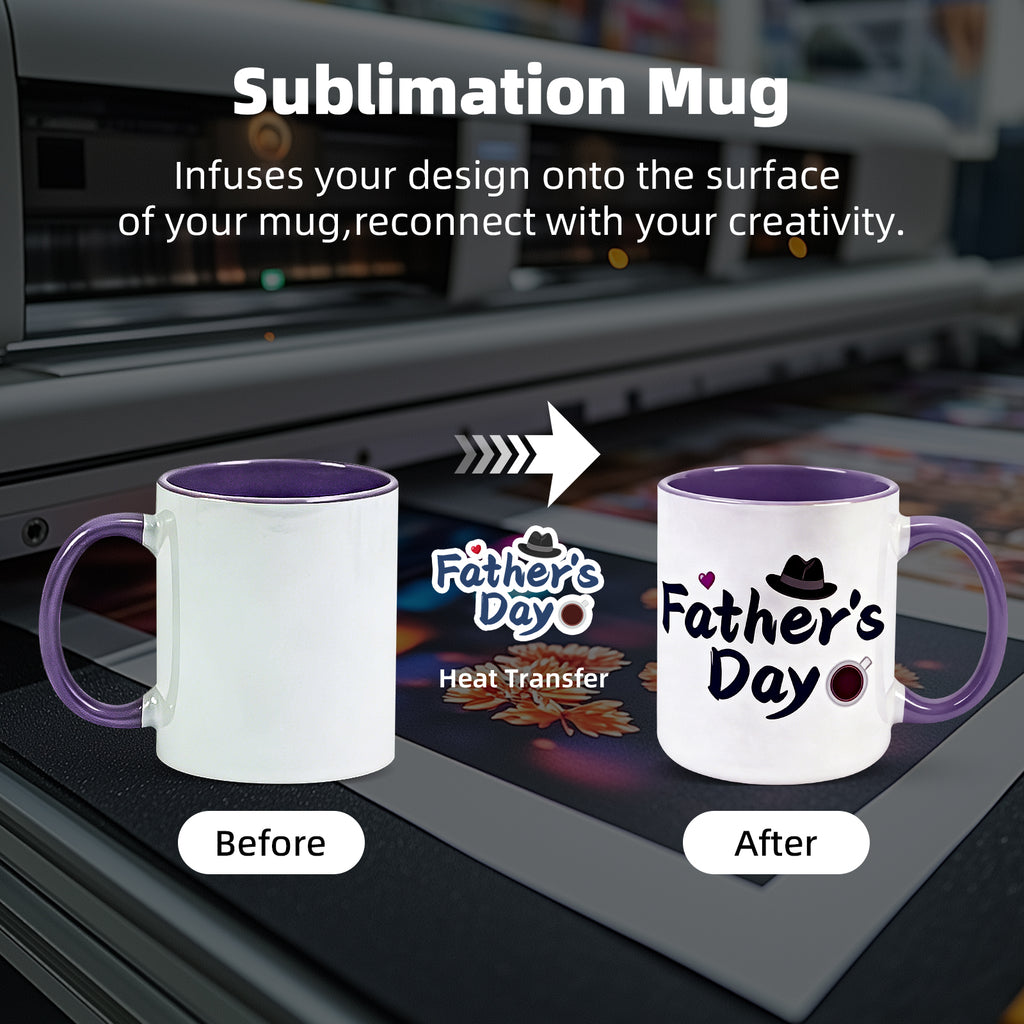 11oz Two-Tone Sublimation Mug Blanks with Colored Handle & Inner (Individual Box)