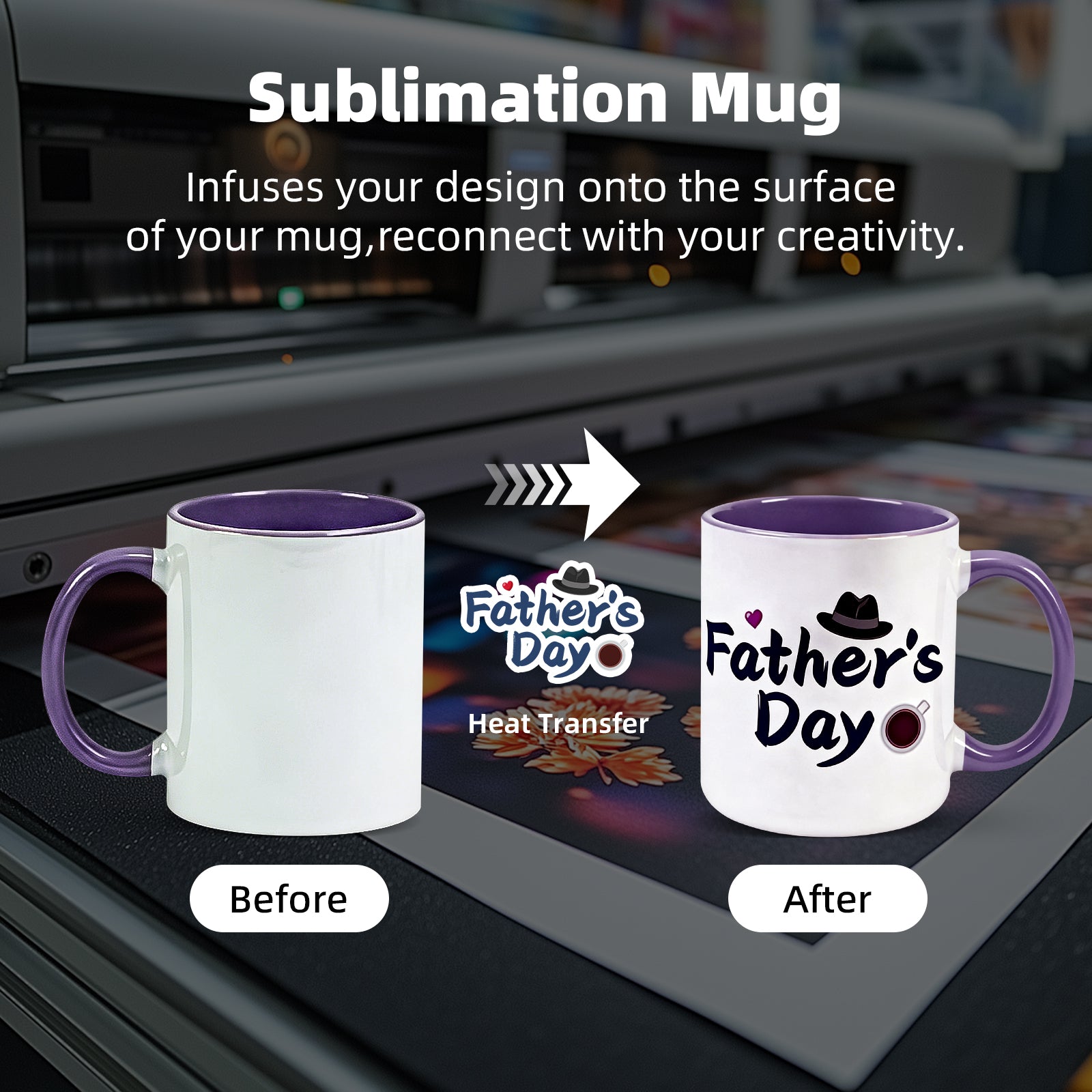 11oz Two-Tone Sublimation Mug Blanks with Colored Handle & Inner (Individual Box)
