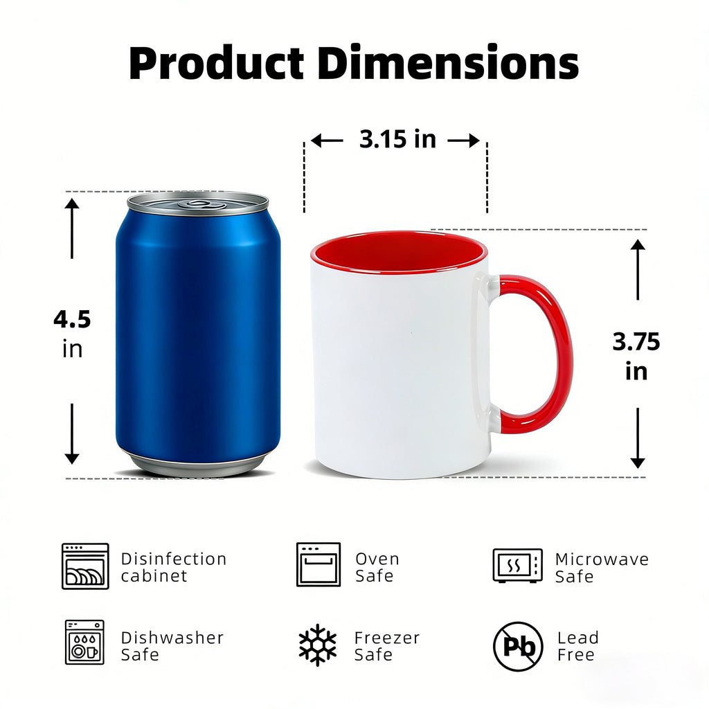 11oz Two-Tone Sublimation Mug Blanks with Colored Handle & Inner (Individual Box)