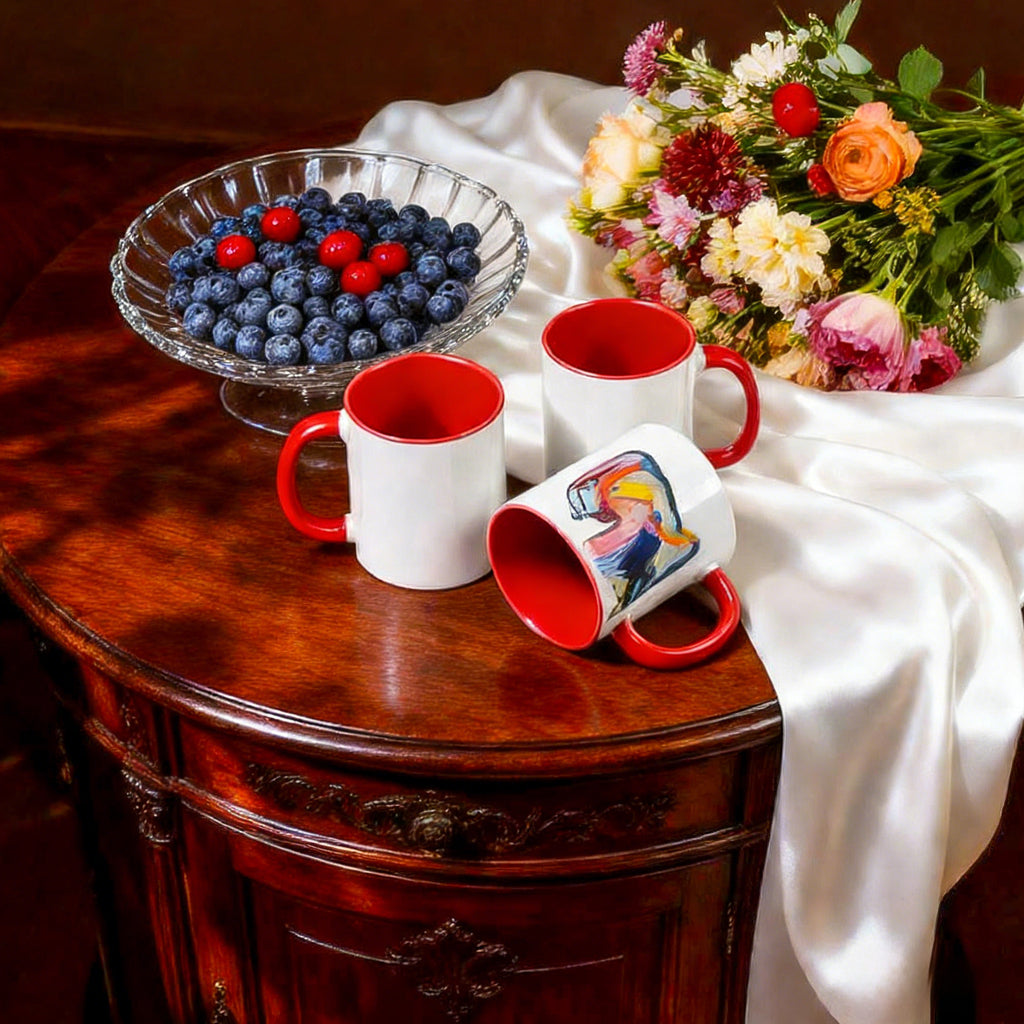 11oz Two-Tone Sublimation Mug Blanks with Colored Handle & Inner (Individual Box)