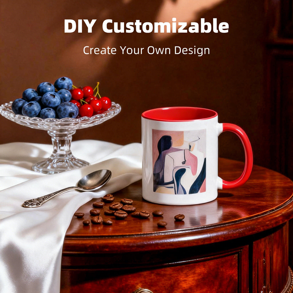 11oz Two-Tone Sublimation Mug Blanks with Colored Handle & Inner (Individual Box)