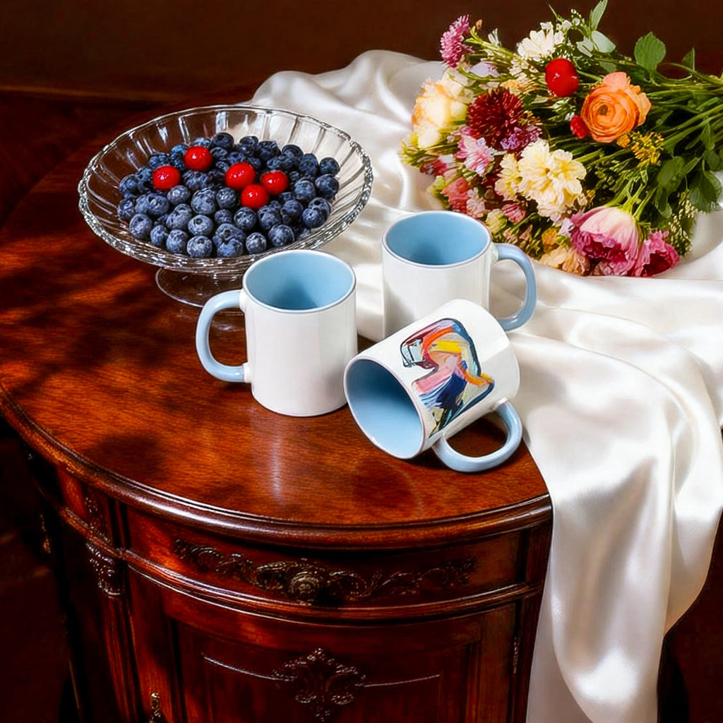 11oz Two-Tone Sublimation Mug Blanks with Colored Handle & Inner (Individual Box)