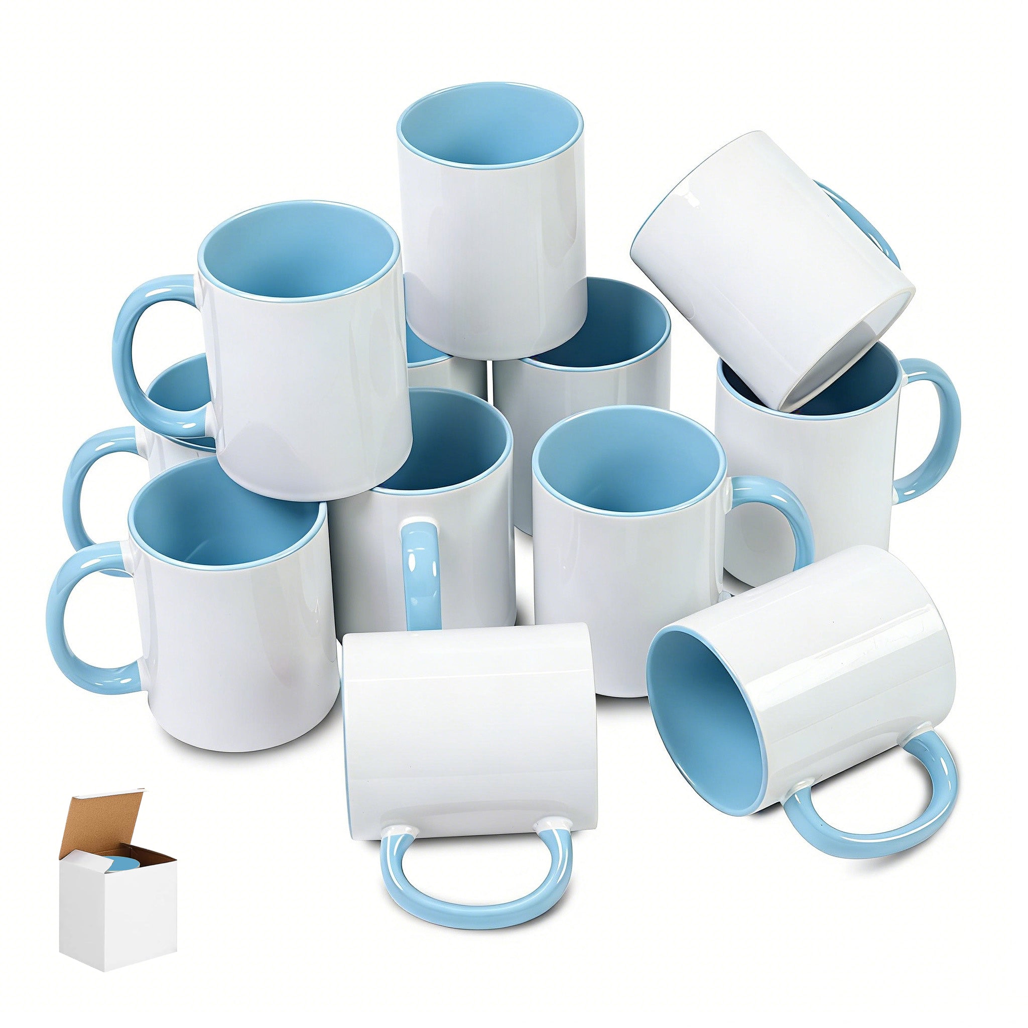 11oz Two-Tone Sublimation Mug Blanks with Colored Handle & Inner (Individual Box)