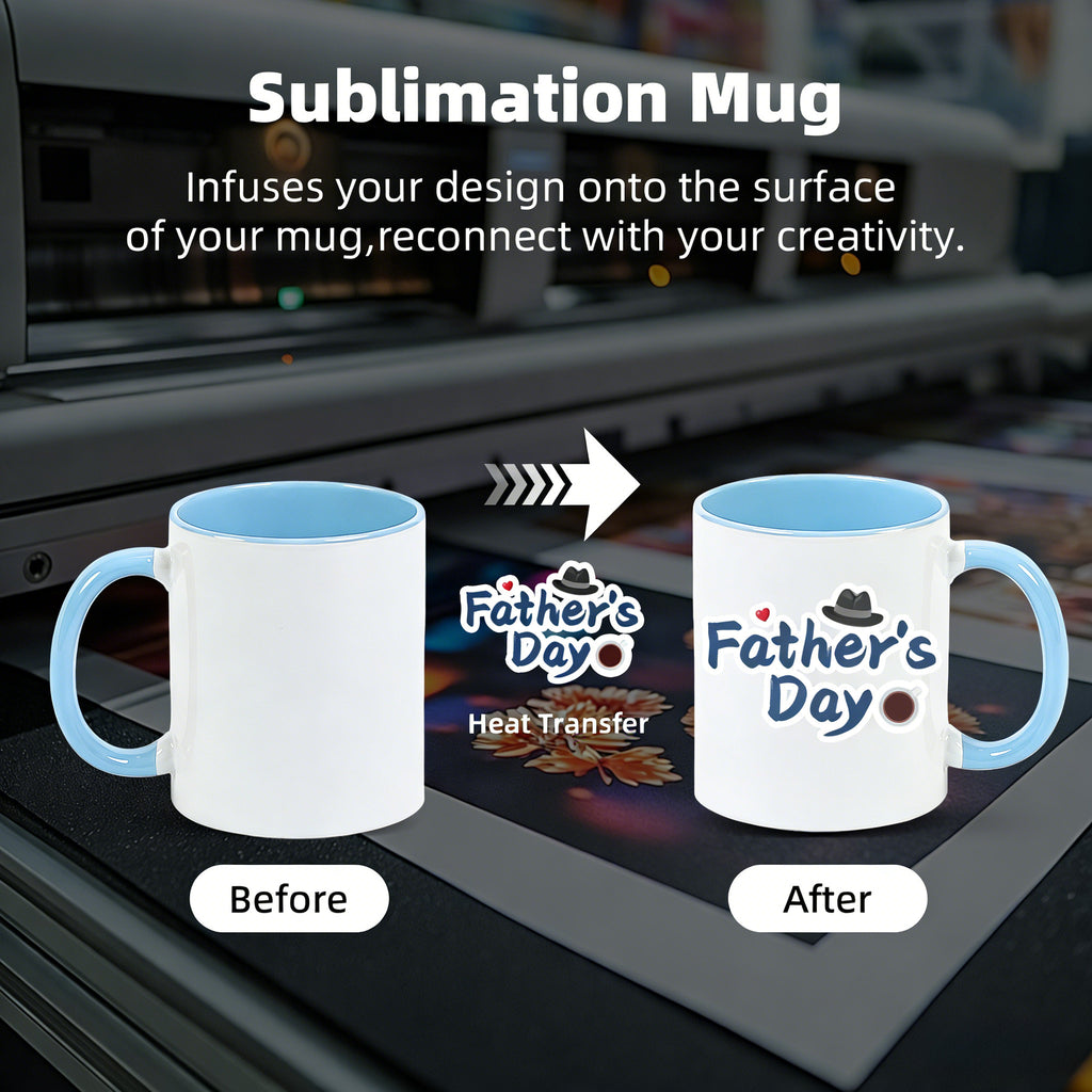 11oz Two-Tone Sublimation Mug Blanks with Colored Handle & Inner (Individual Box)