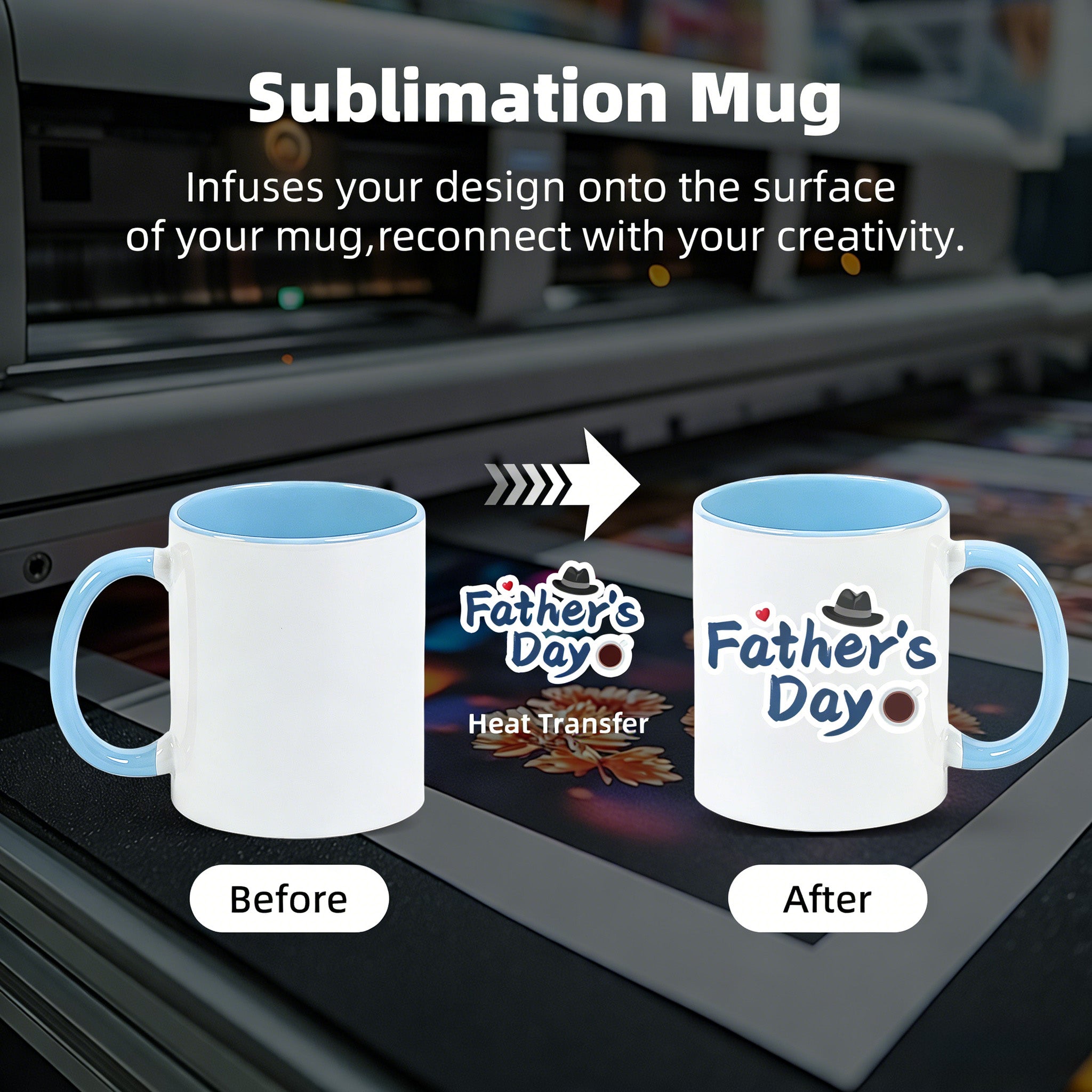 11oz Two-Tone Sublimation Mug Blanks with Colored Handle & Inner (Individual Box)