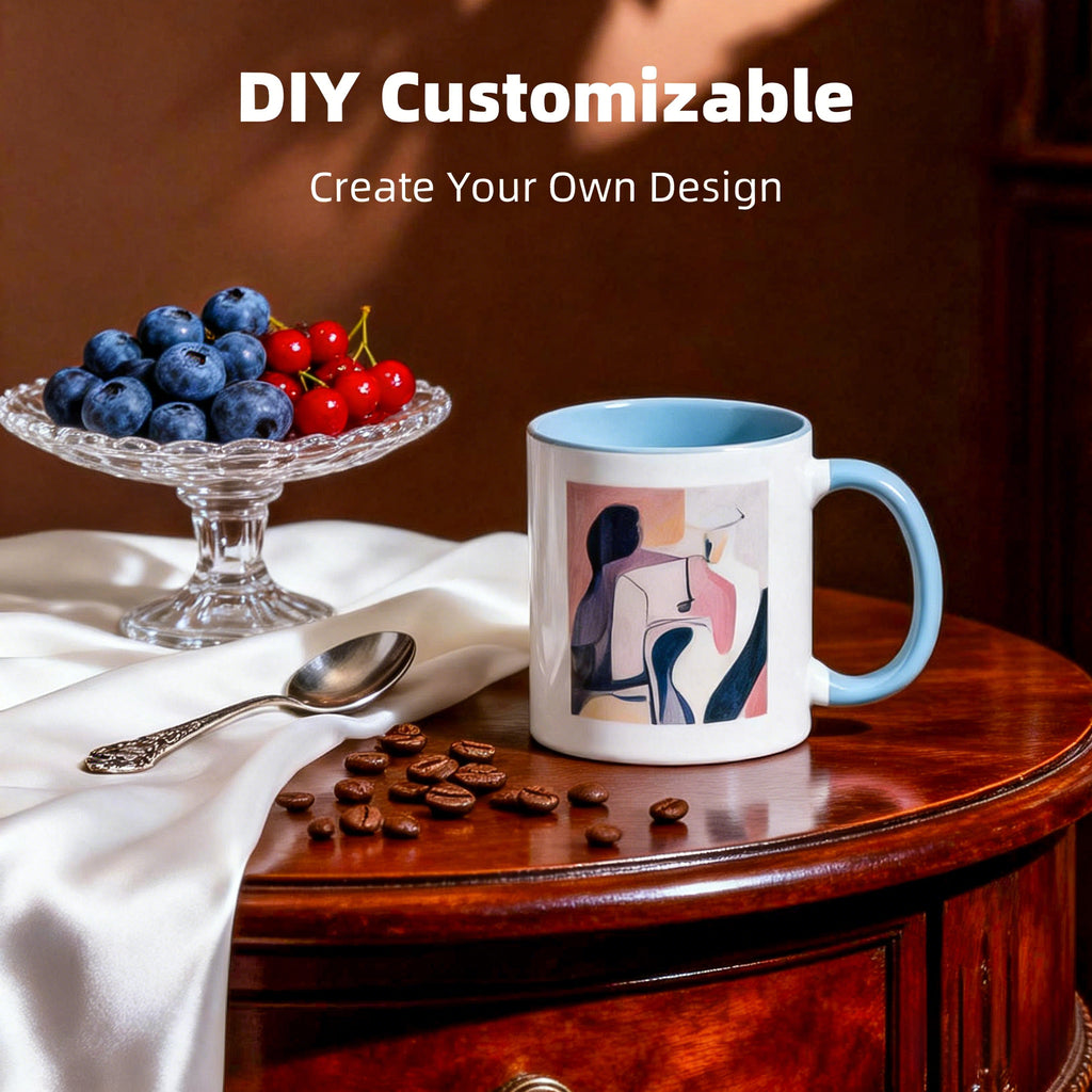 11oz Two-Tone Sublimation Mug Blanks with Colored Handle & Inner (Individual Box)