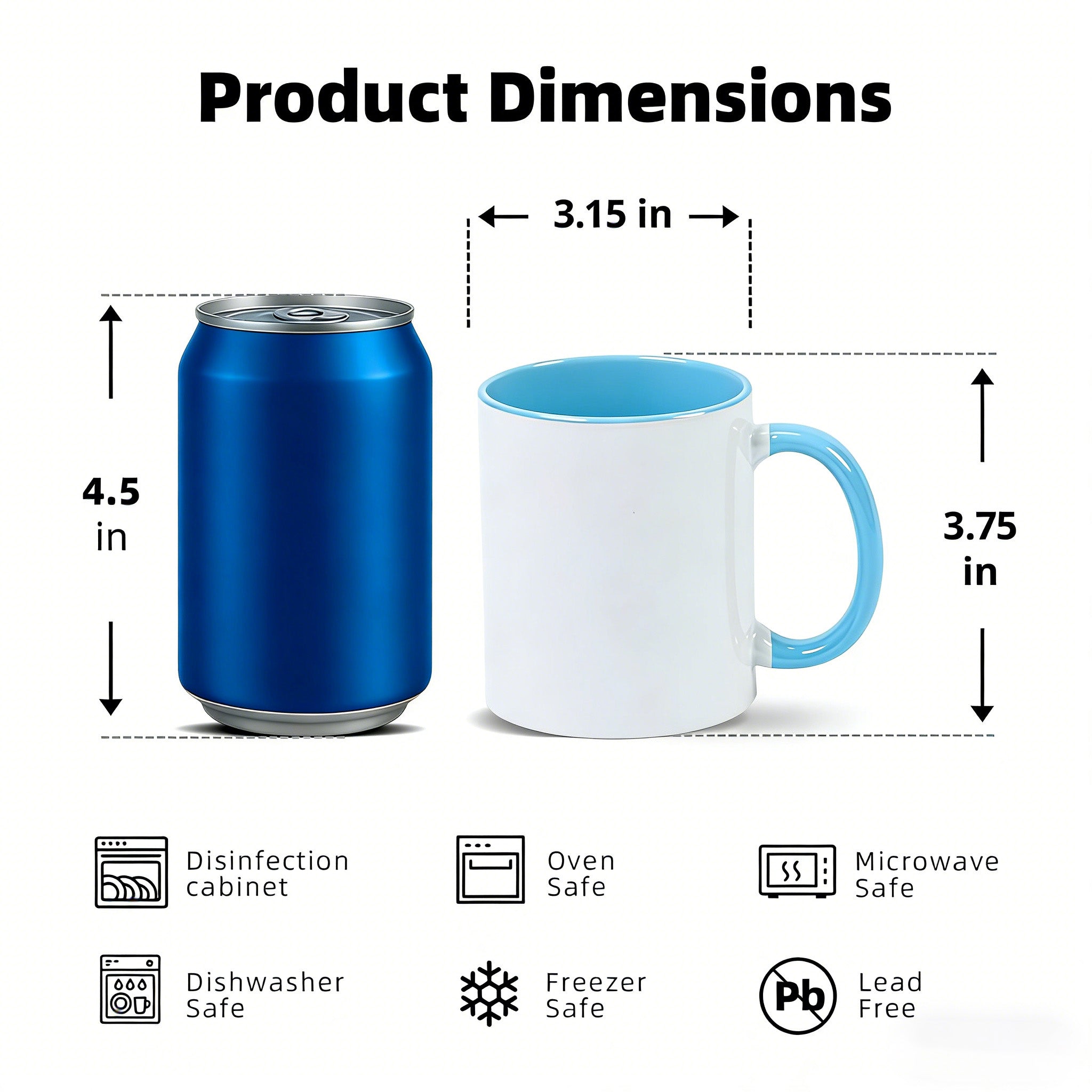 11oz Two-Tone Sublimation Mug Blanks with Colored Handle & Inner (Individual Box)