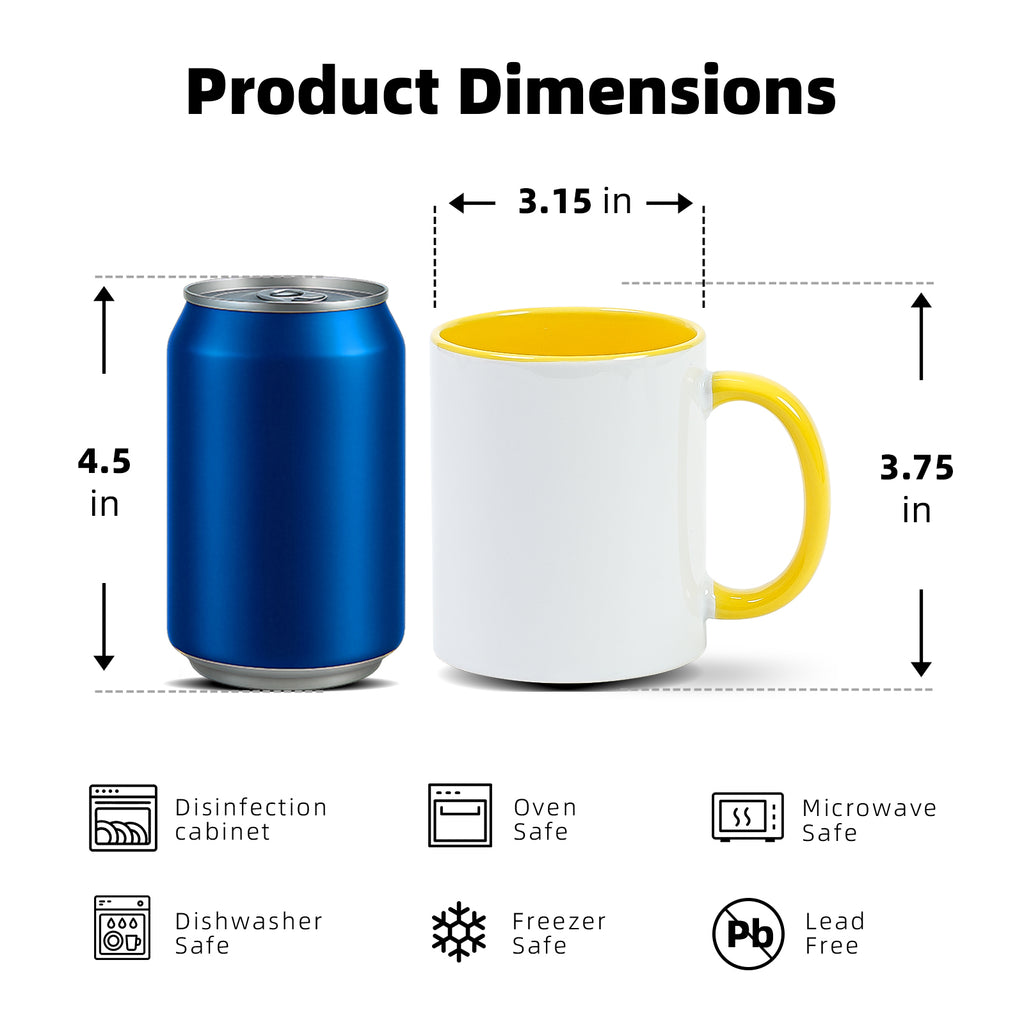 11oz Two-Tone Sublimation Mug Blanks with Colored Handle & Inner (Individual Box)
