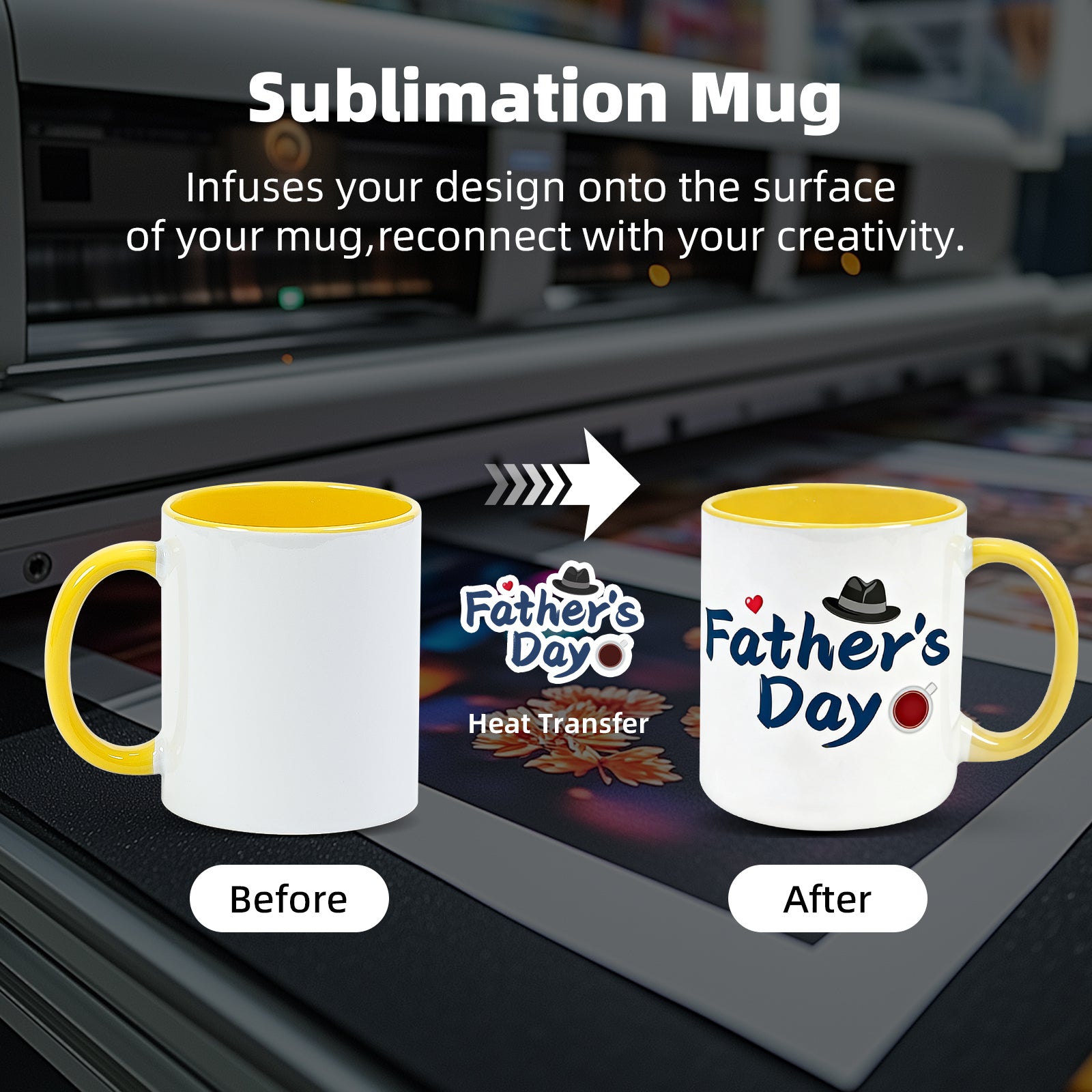 11oz Two-Tone Sublimation Mug Blanks with Colored Handle & Inner (Individual Box)