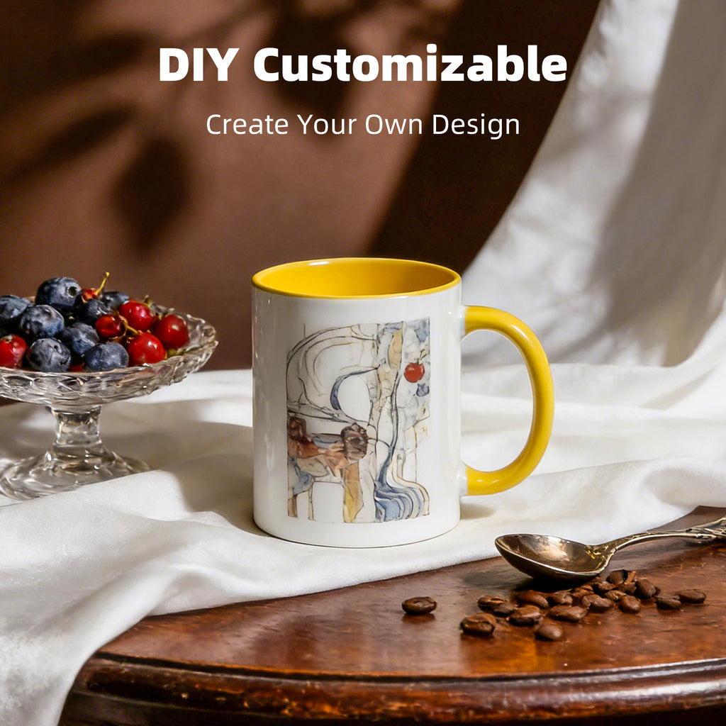 11oz Two-Tone Sublimation Mug Blanks with Colored Handle & Inner (Individual Box)