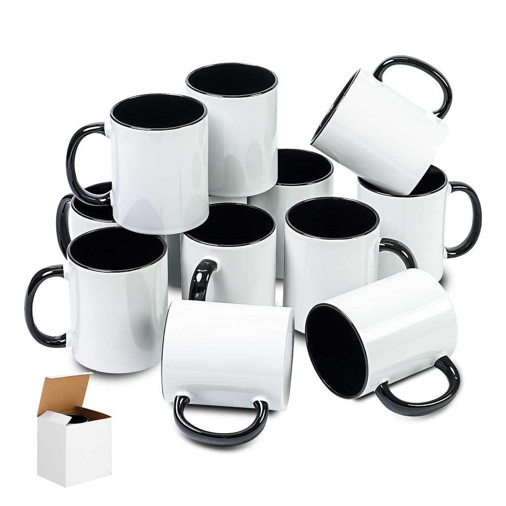 11oz Two-Tone Sublimation Mug Blanks with Colored Handle & Inner (Individual Box)