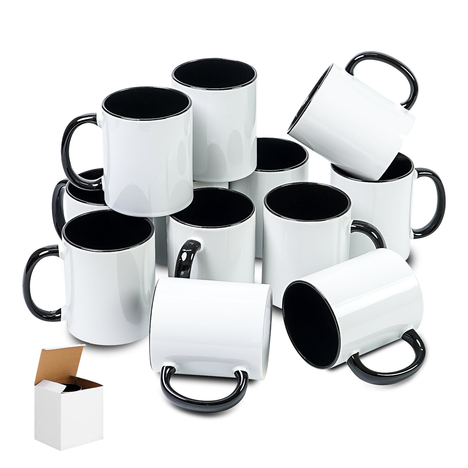 11oz Two-Tone Sublimation Mug Blanks with Colored Handle & Inner (Individual Box)