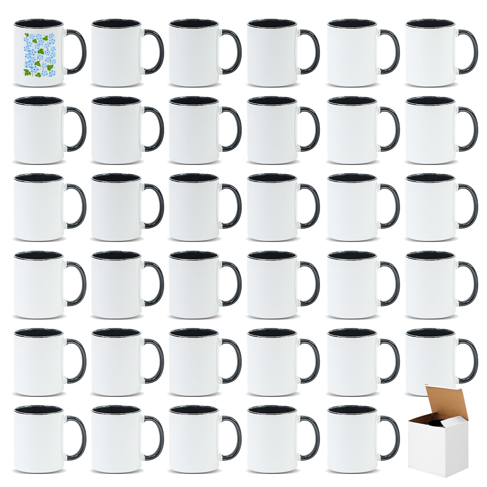 11oz Two-Tone Sublimation Mug Blanks with Colored Handle & Inner (Individual Box)