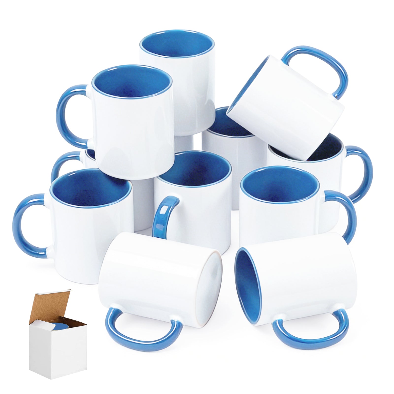 11oz Two-Tone Sublimation Mug Blanks with Colored Handle & Inner (Individual Box)